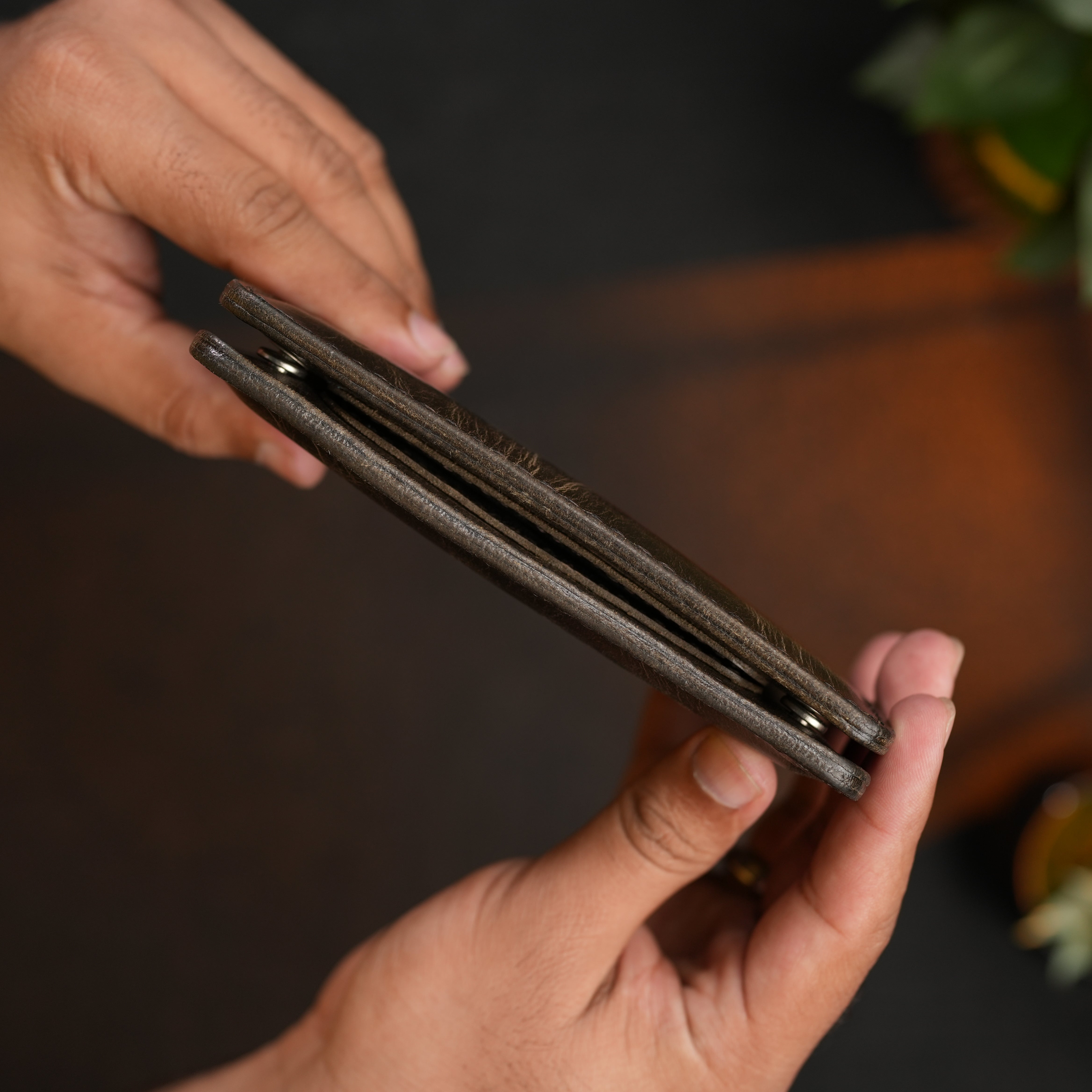 Passport Wallet Handmade Full Grain Chrome Tan Pull-Up Leather Brown Color