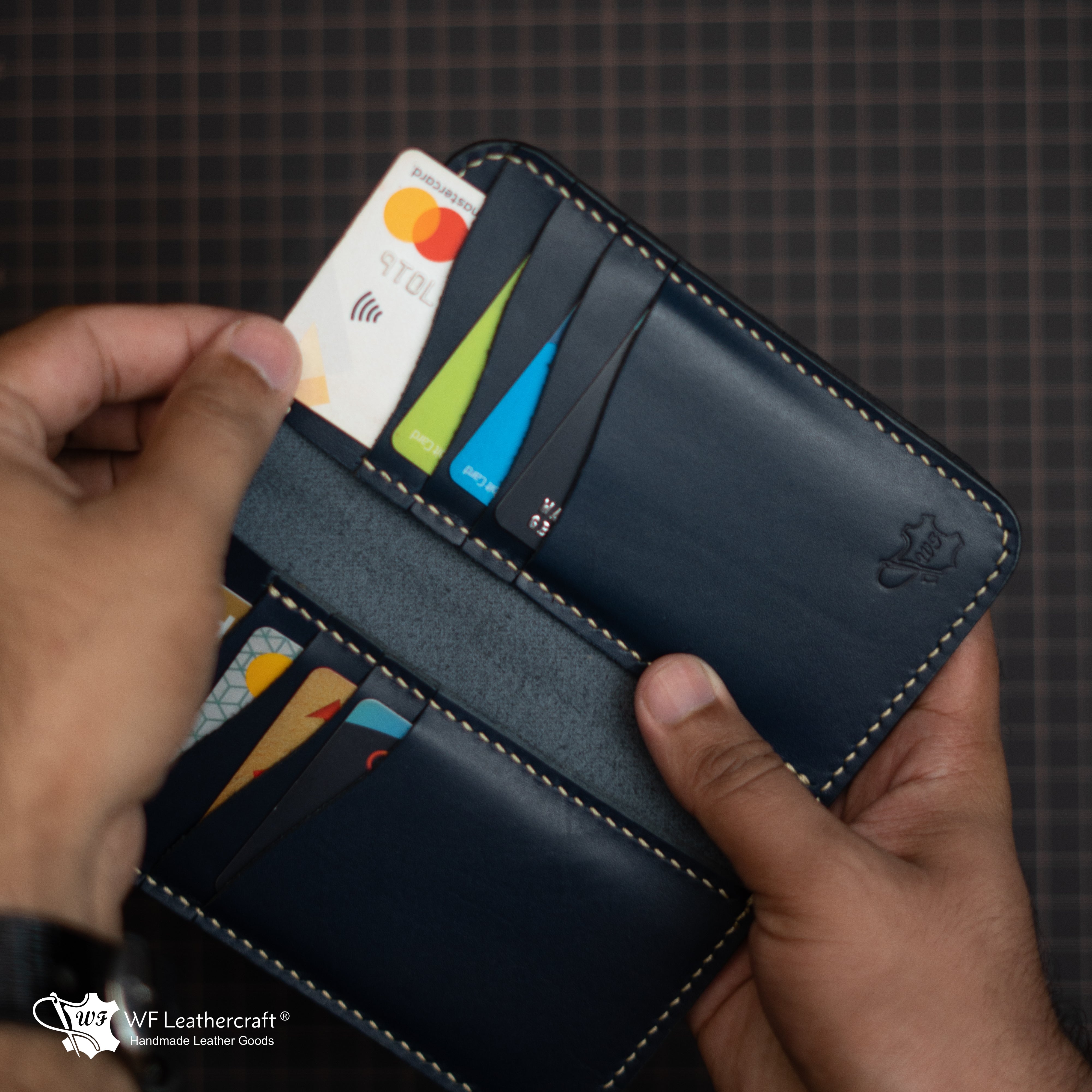 No. 102 bifold mini long wallet (Blue color )