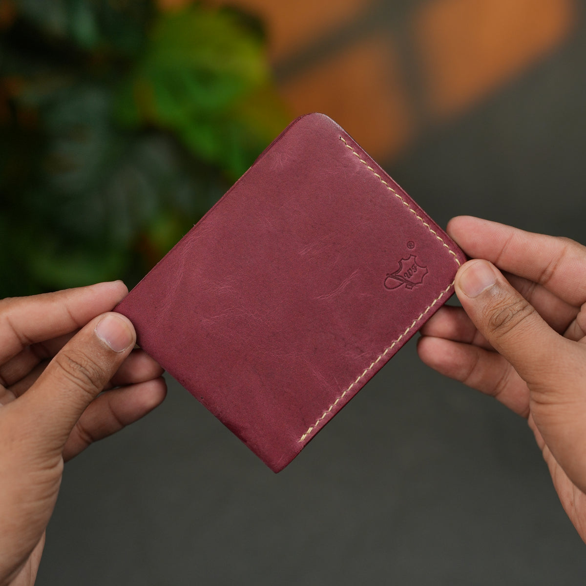 No. 124 Bifold Leather Wallet Burgandy Color
