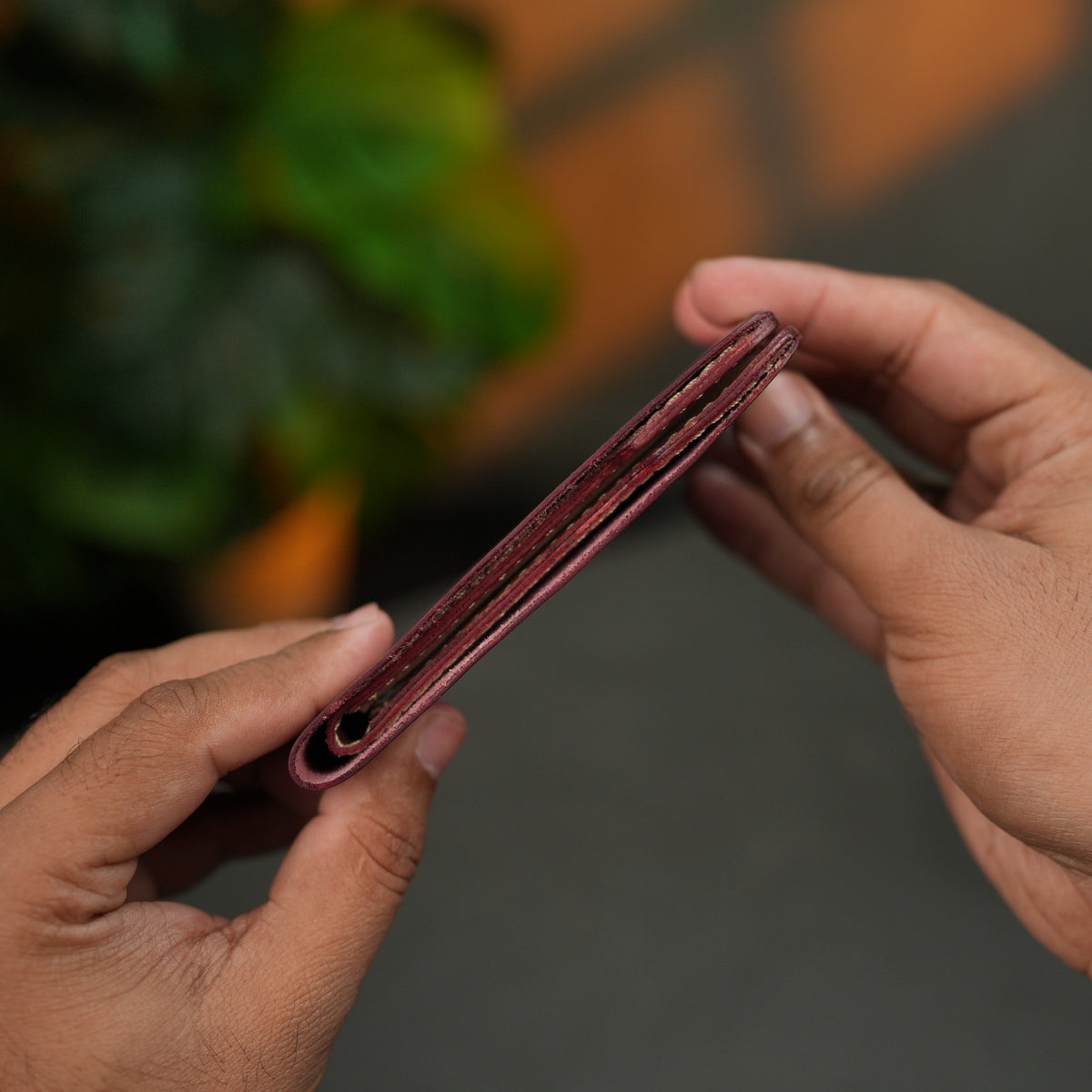 No. 124 Bifold Leather Wallet Burgandy Color