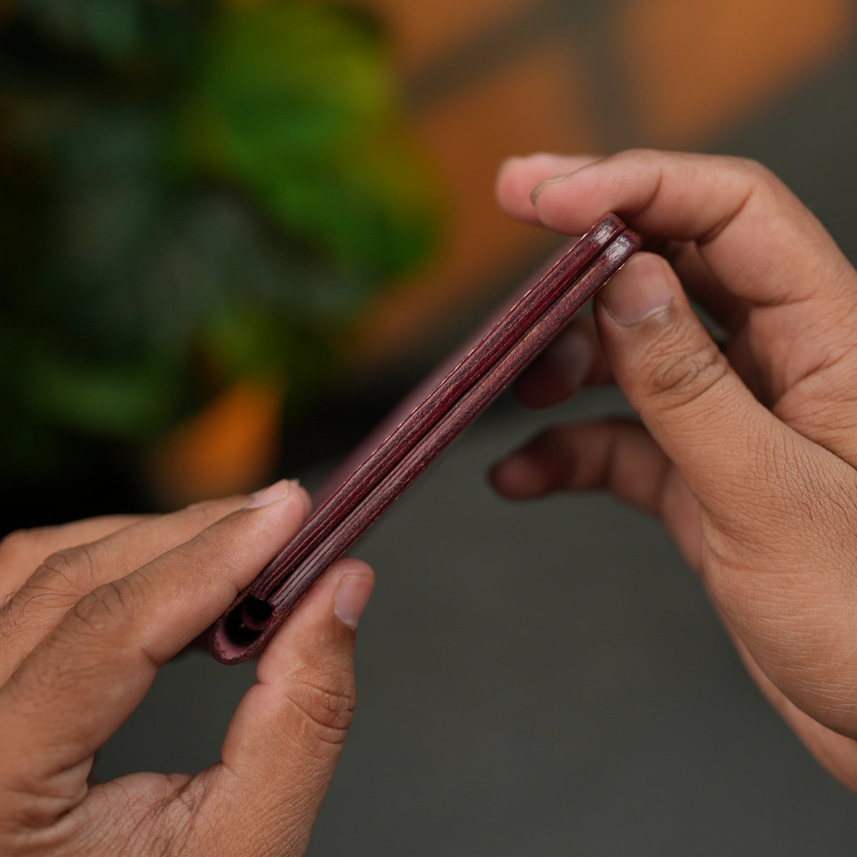No. 124 Bifold Leather Wallet Burgandy Color