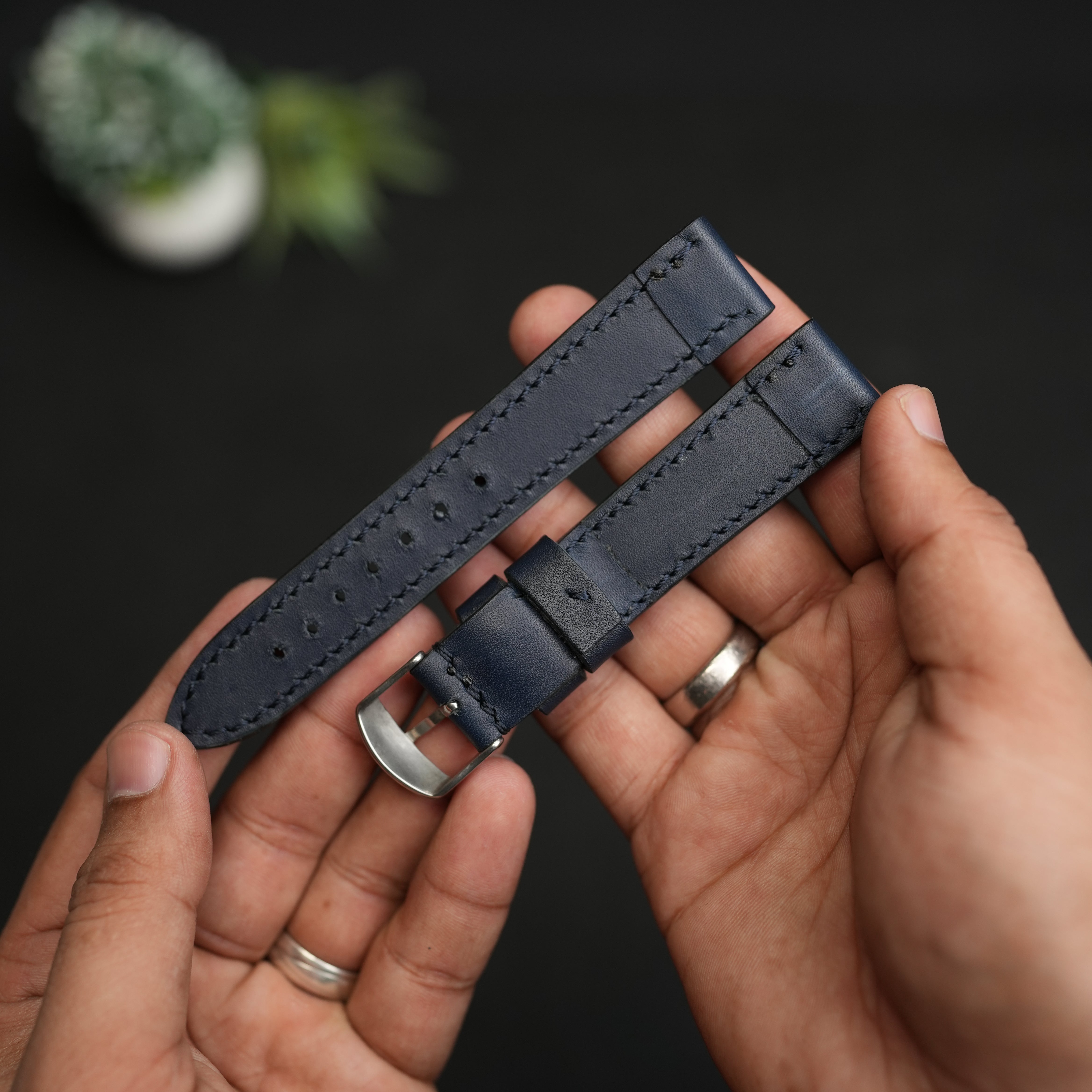 LEATHER WATCH STRAPS BLUE COLOR FULLY PADDED