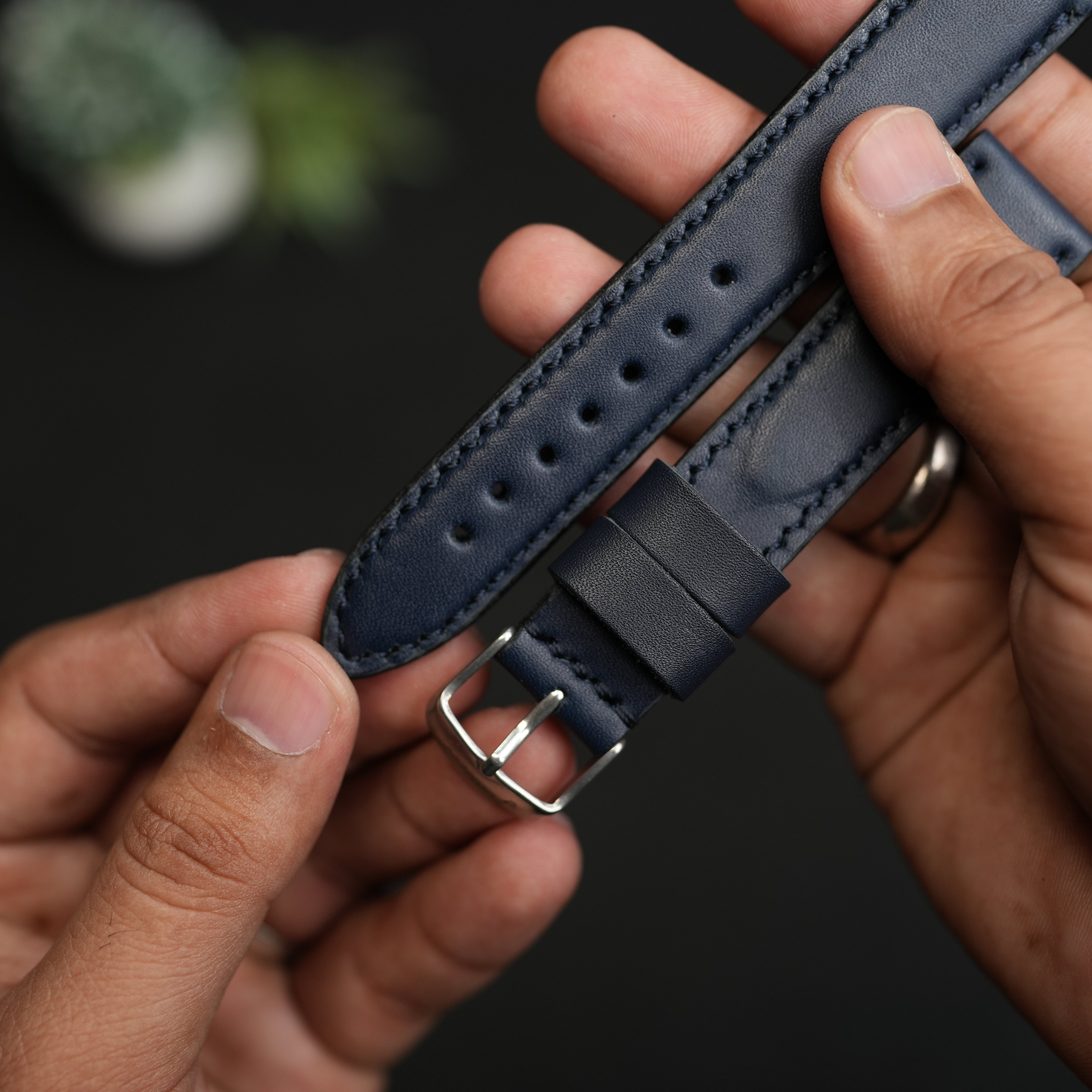 LEATHER WATCH STRAPS BLUE COLOR FULLY PADDED