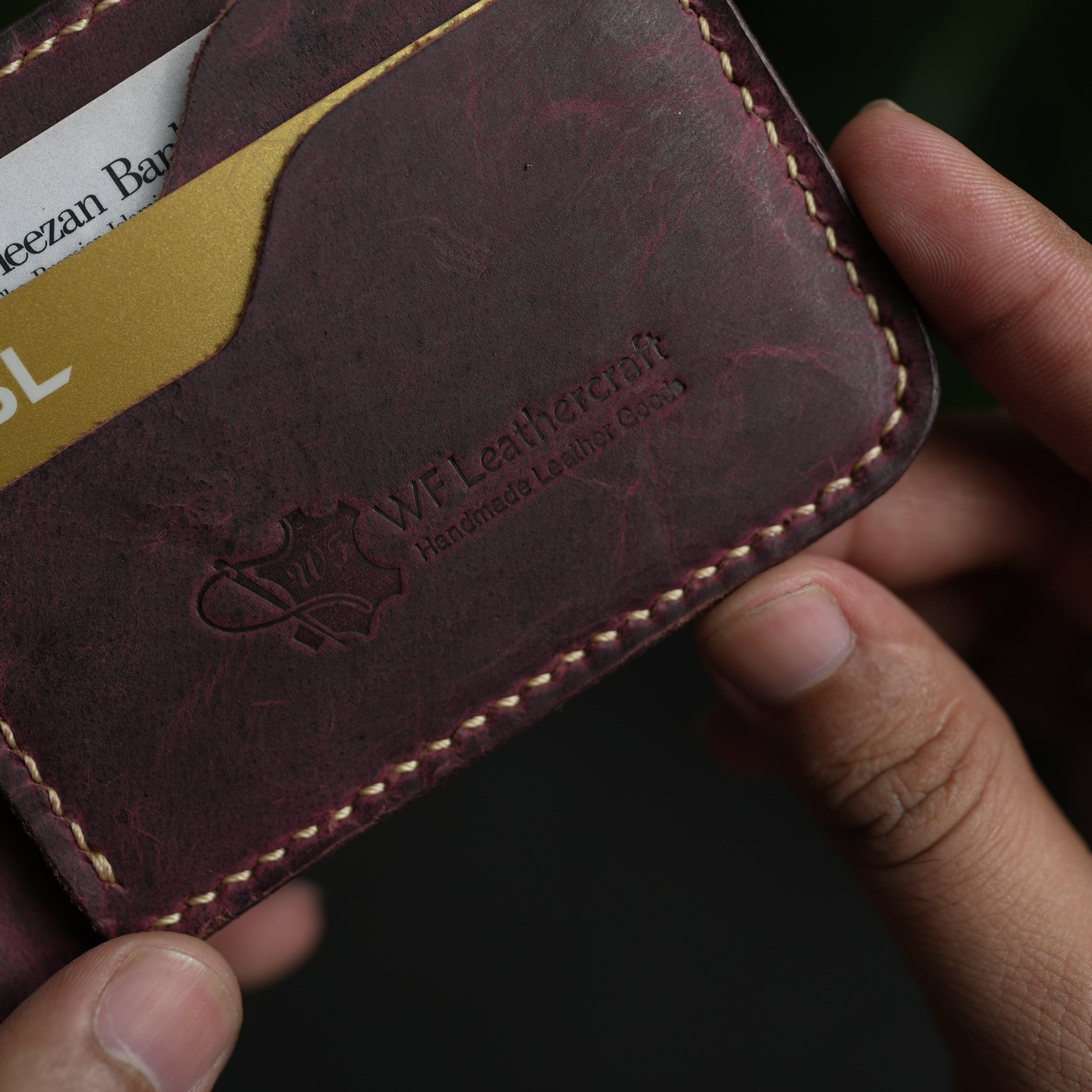 No.55 classic full stitched bifold wallet Bordo color