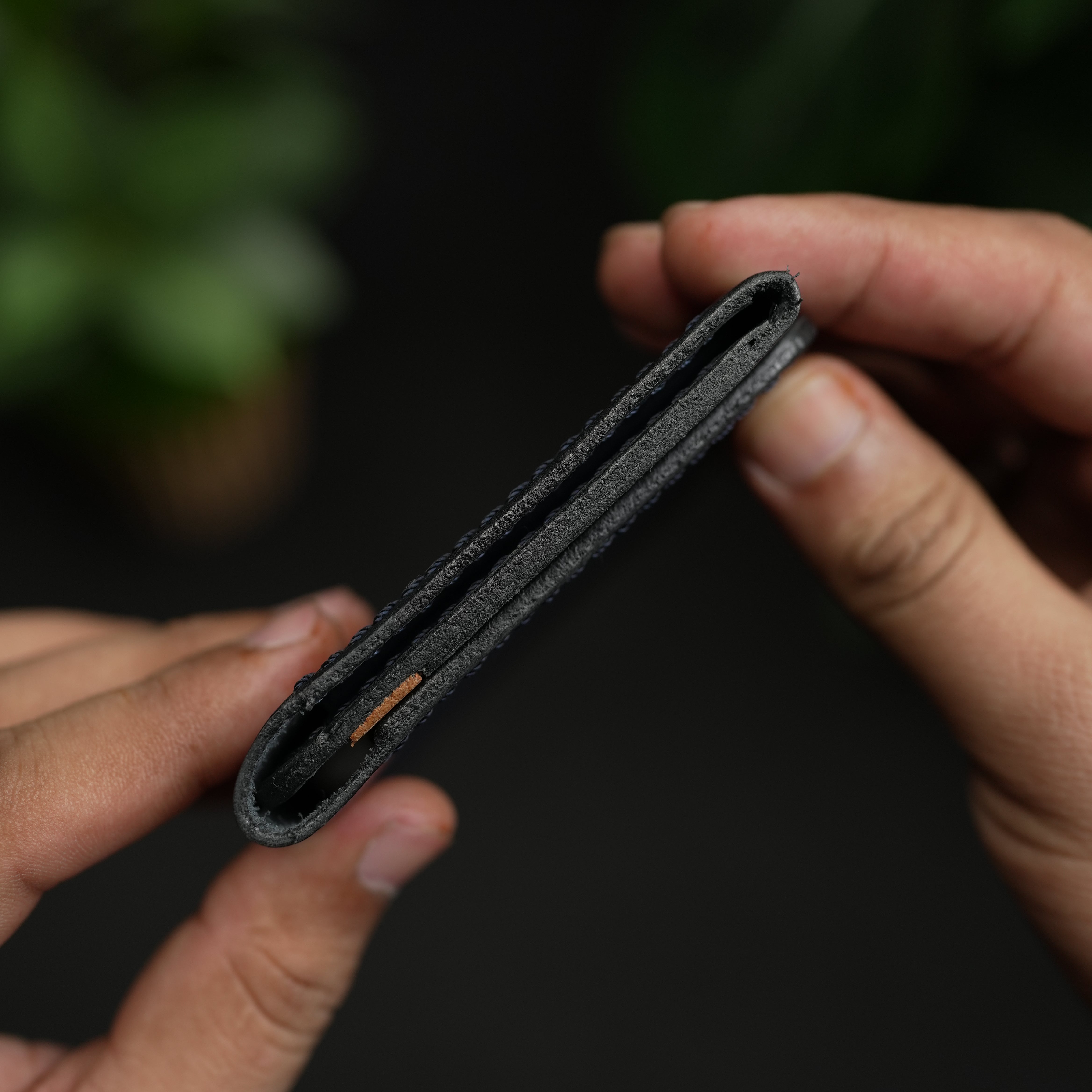 No. 69 vertical bifold wallet Blue & Brown color