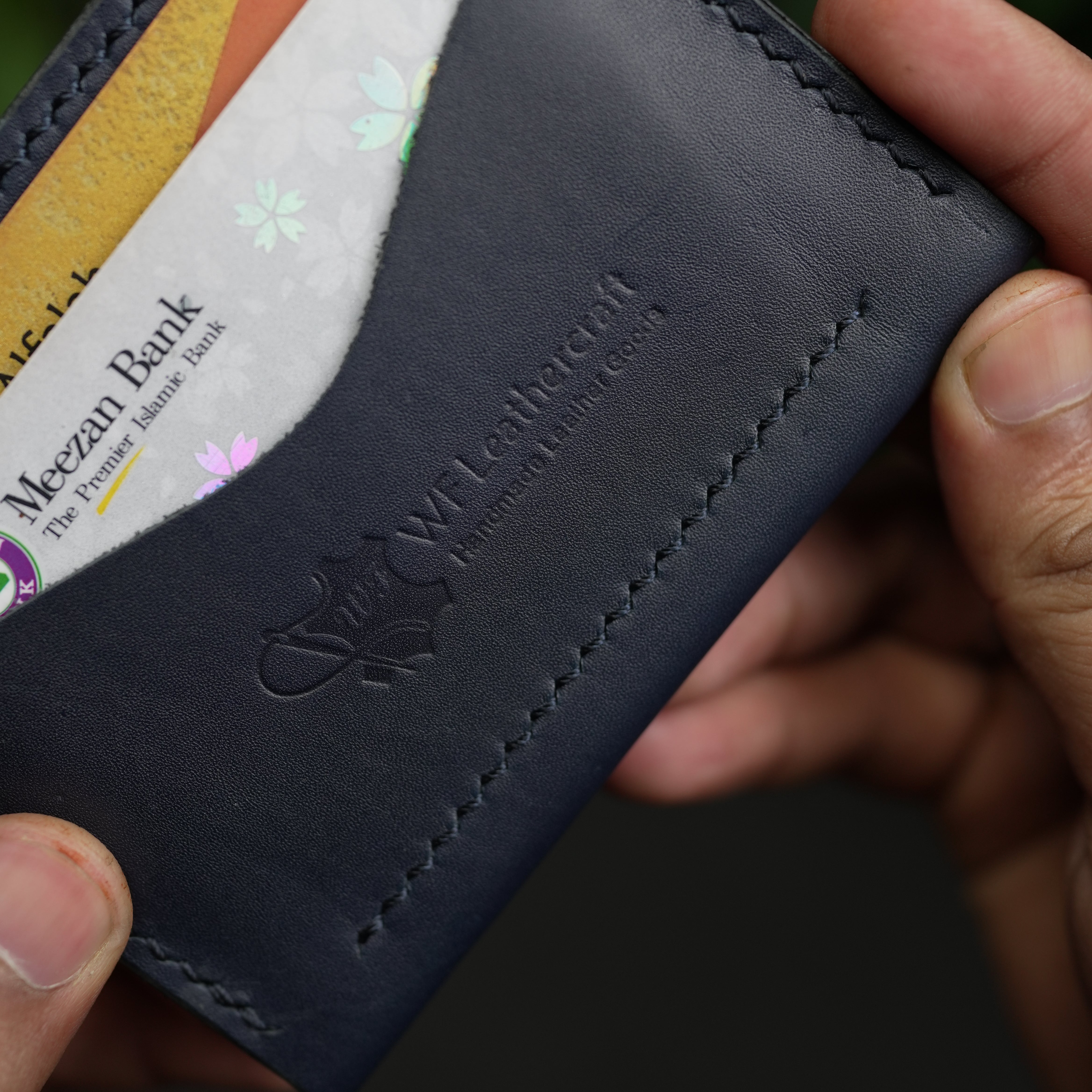 No. 69 vertical bifold wallet Blue & Brown color