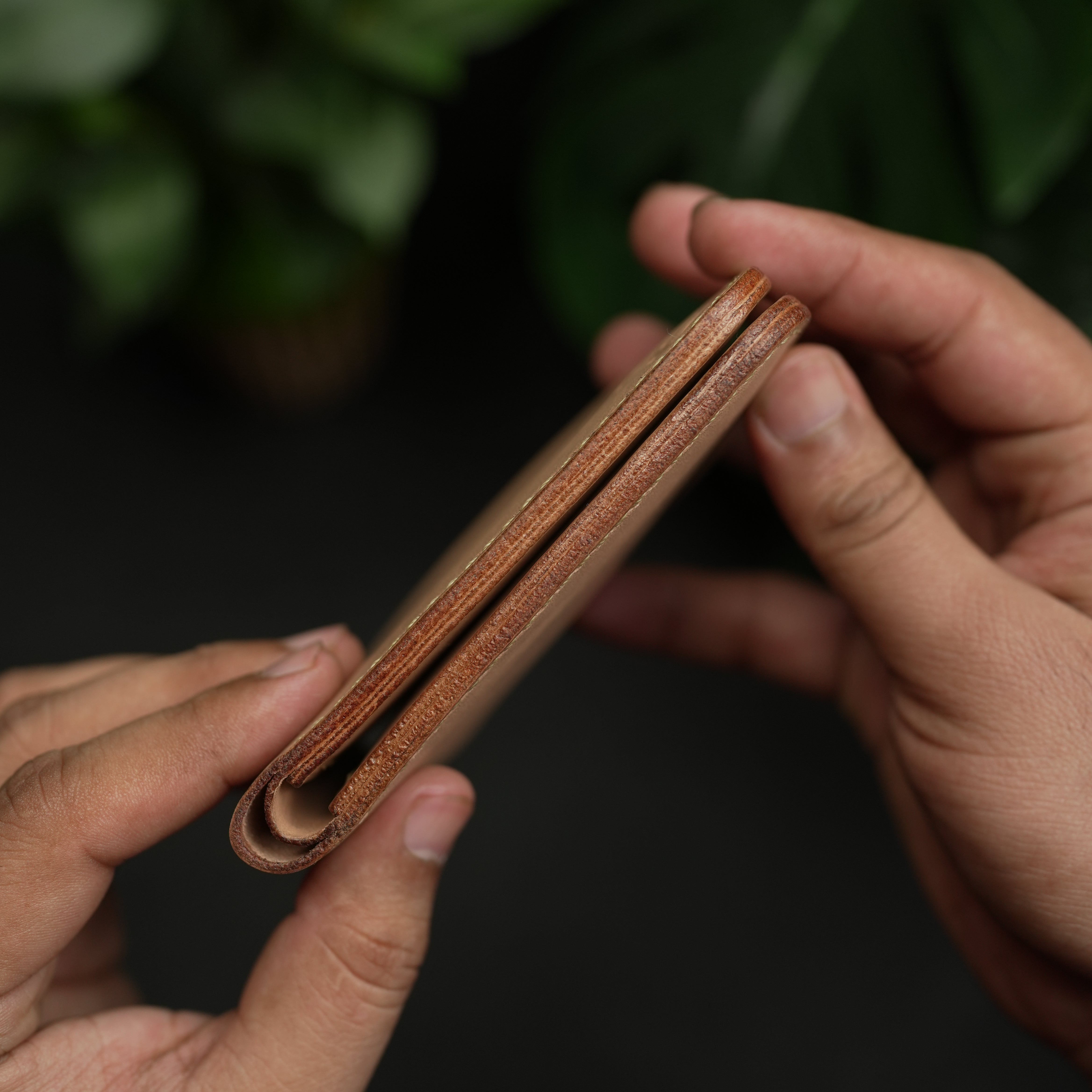 No.55 classic leather wallet natural vegtan