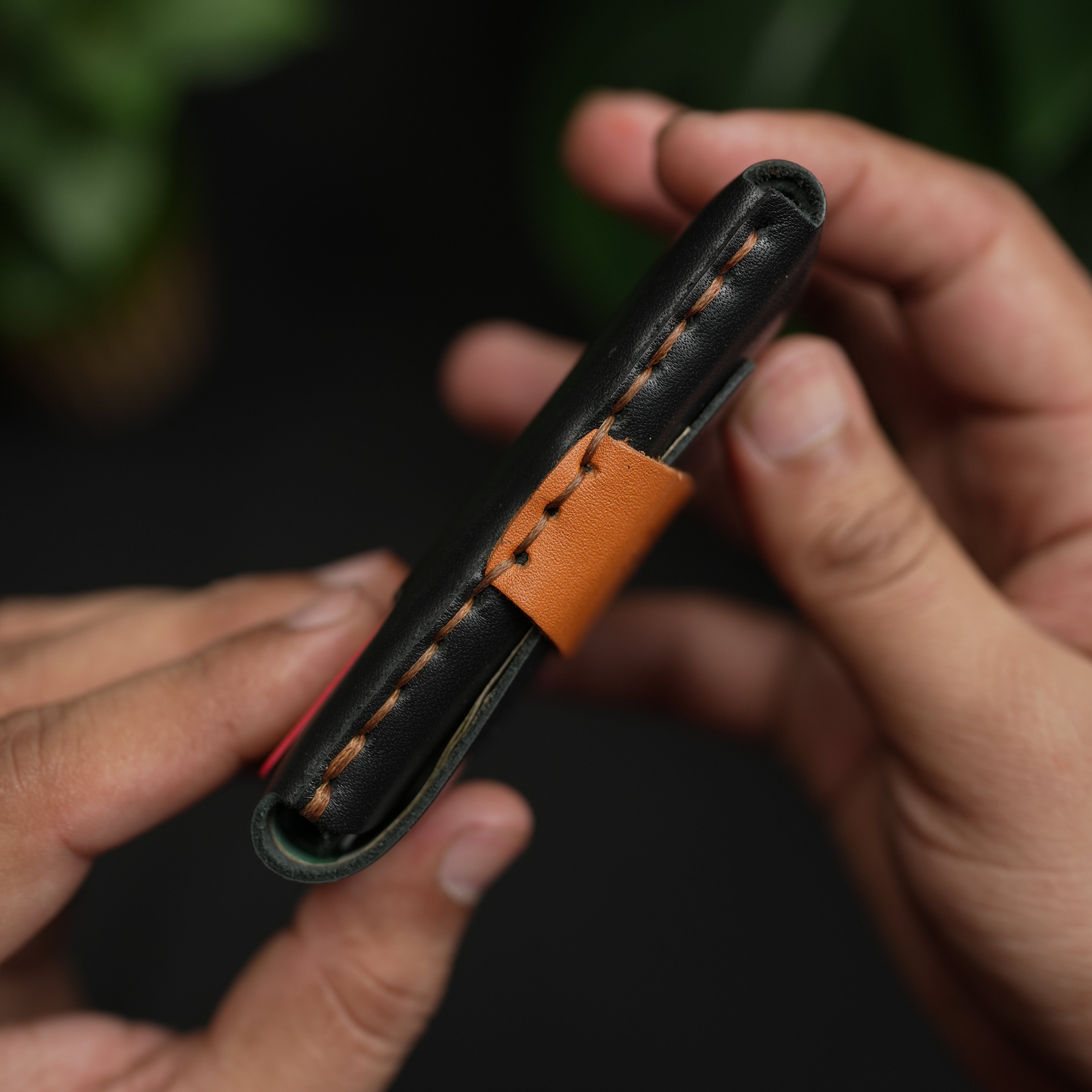 No. 101 All in one Card wallet Black with tan color