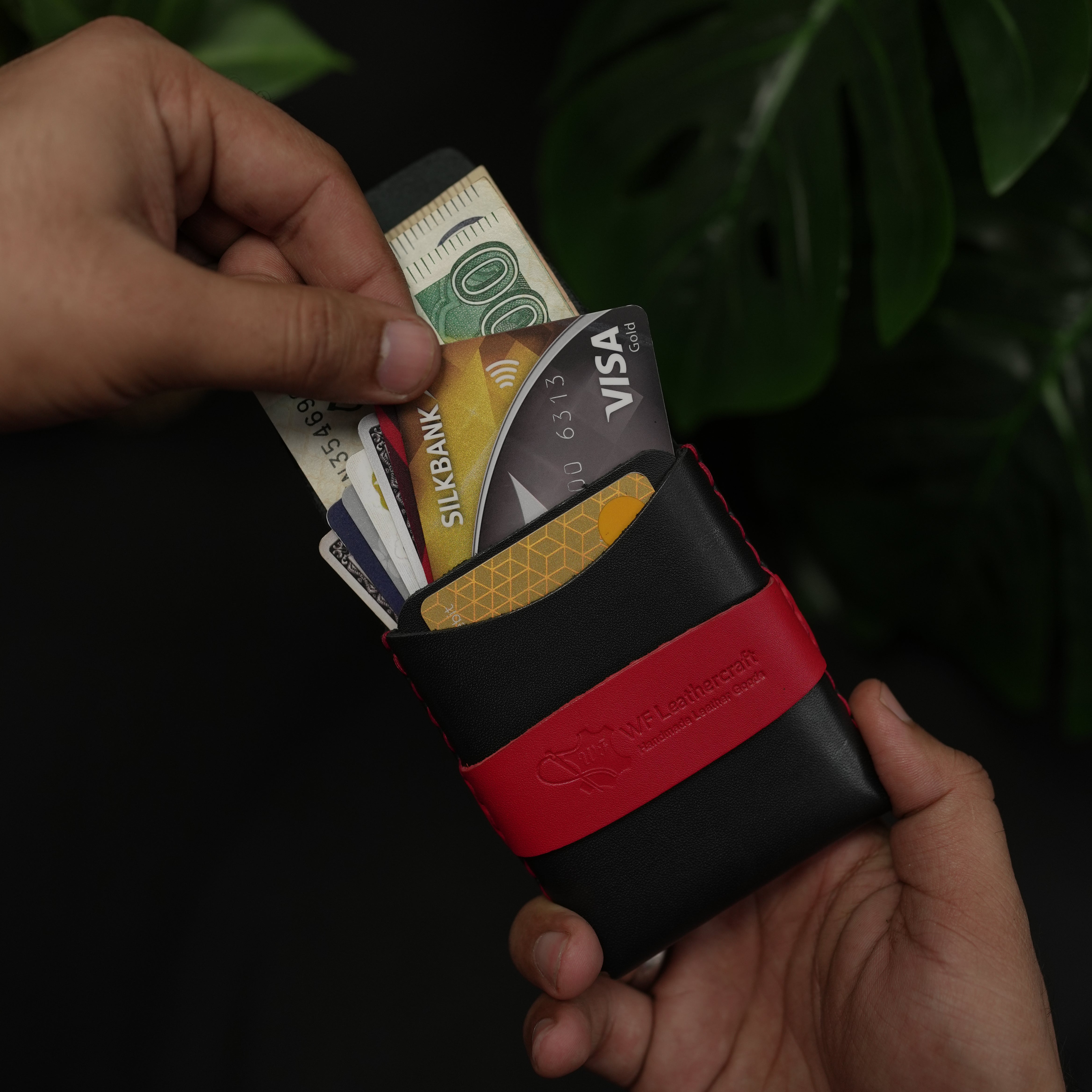 No. 101 All in one Card wallet Black with Red color