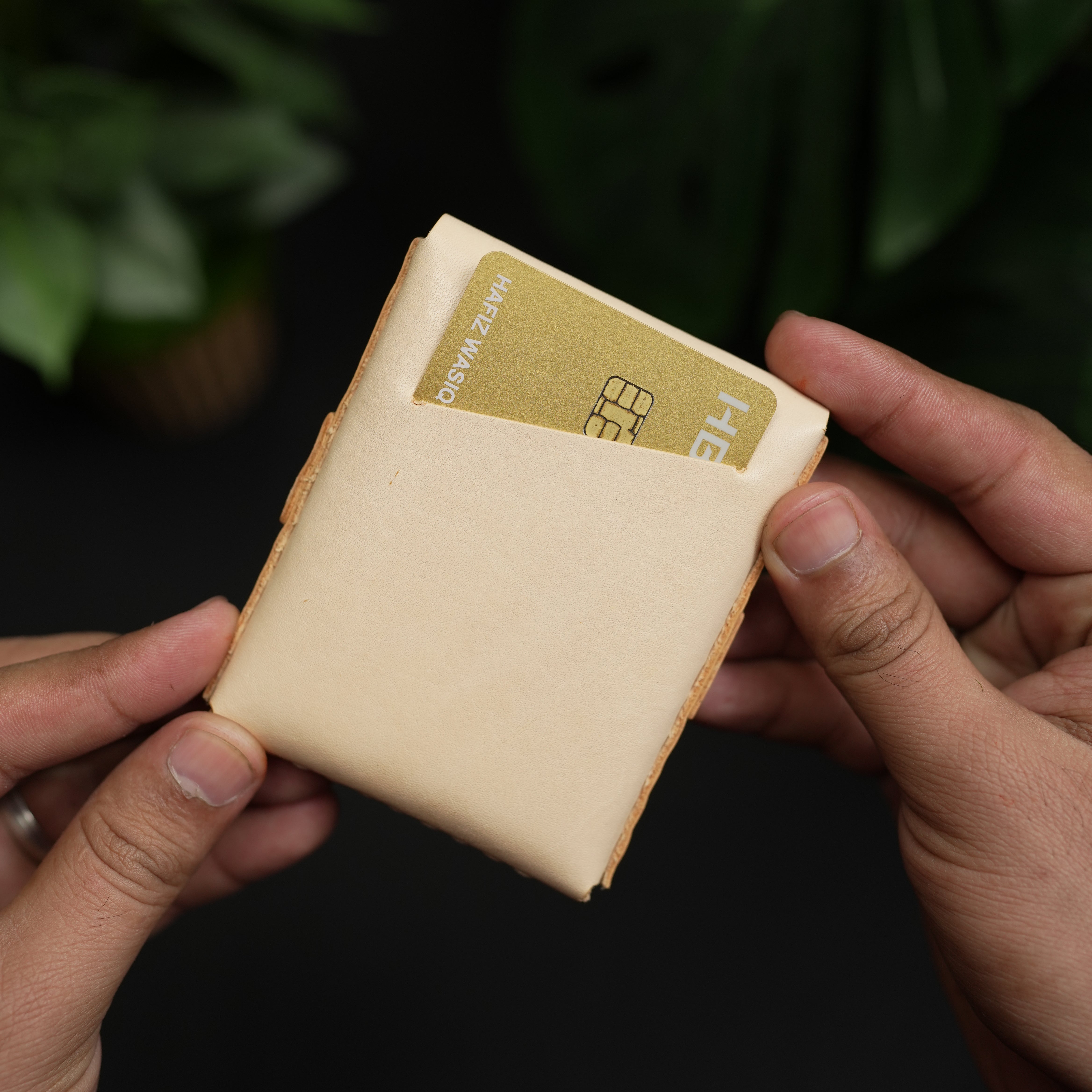 No. 101 All in one Card wallet natural vegtan leather