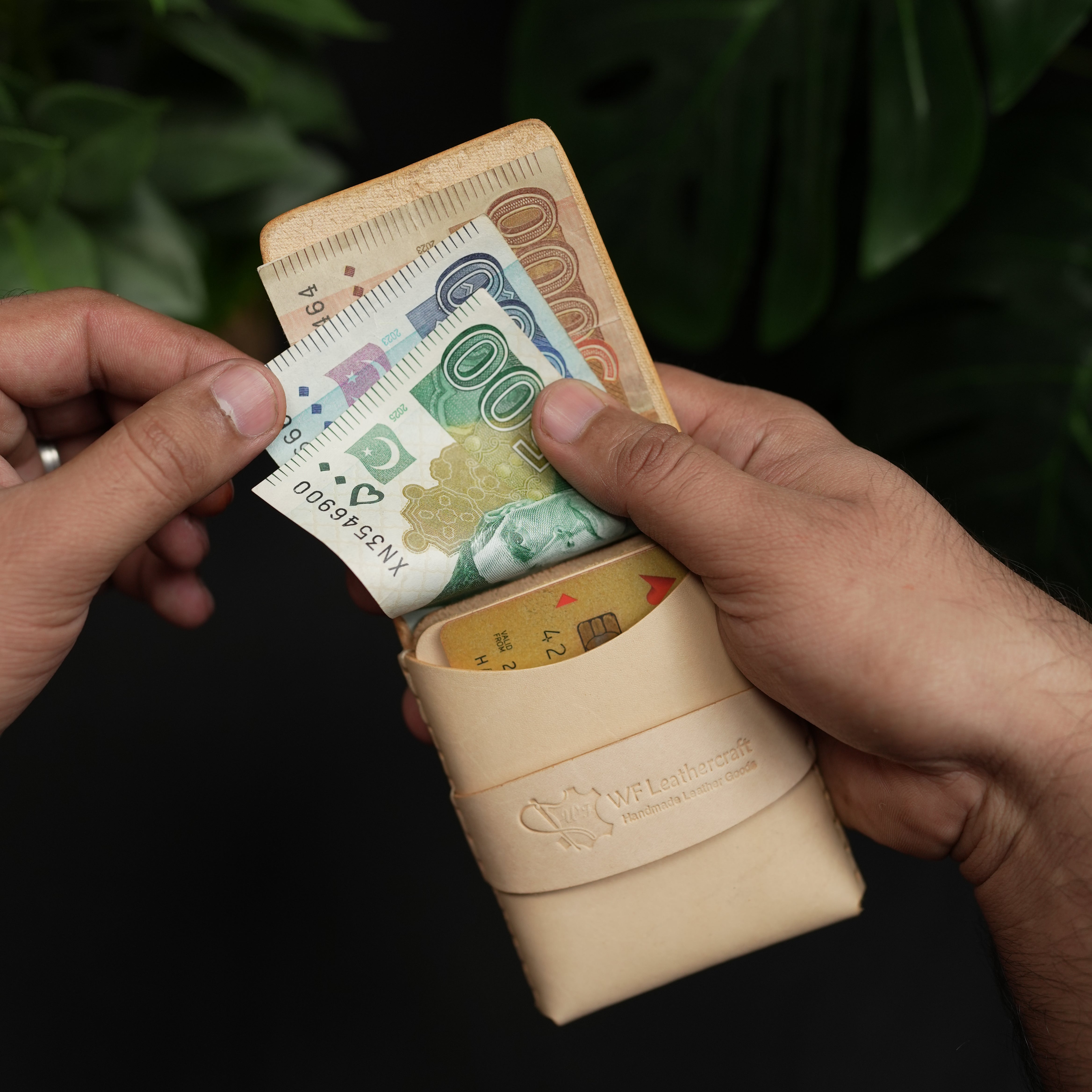 No. 101 All in one Card wallet natural vegtan leather