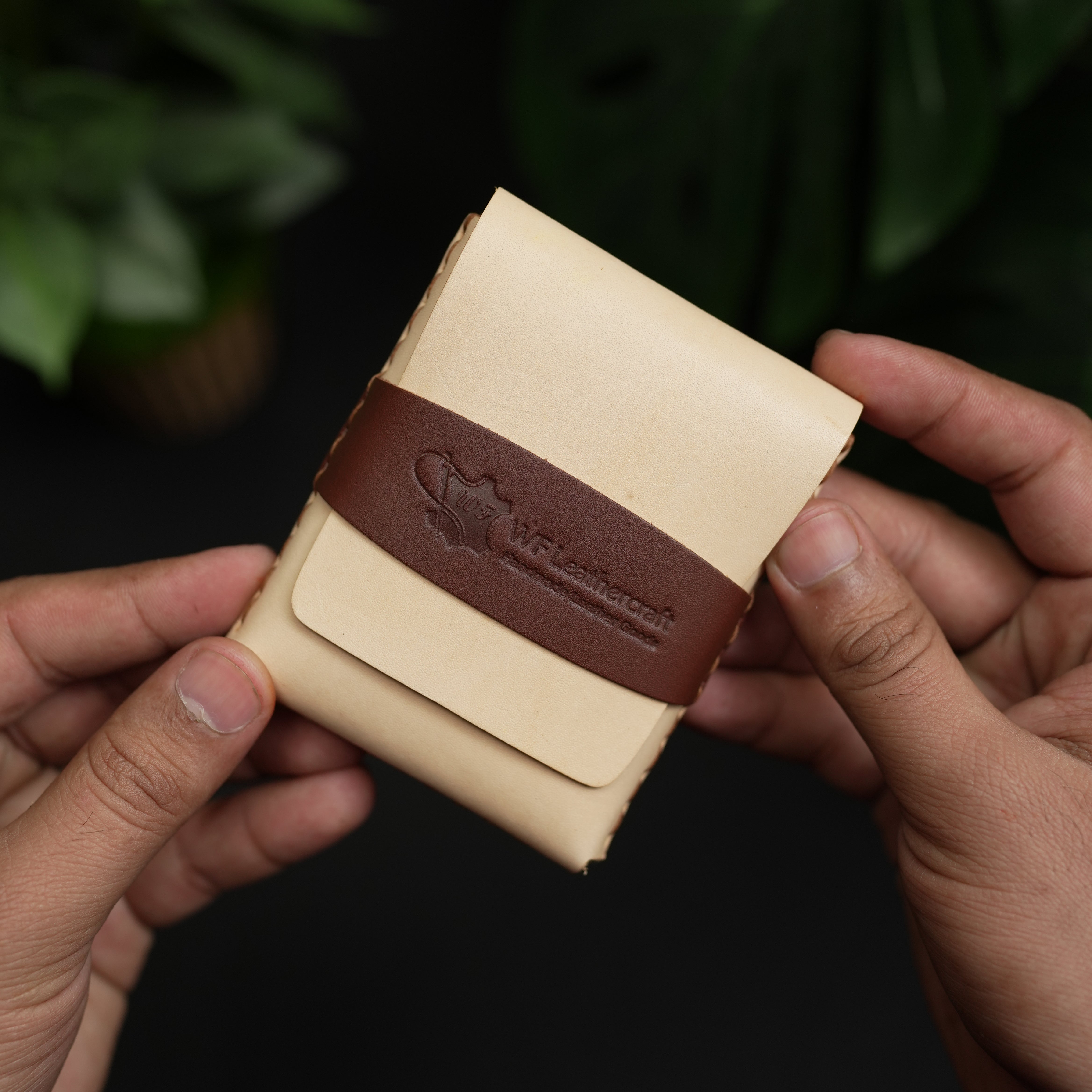 No. 101 All in one Card wallet natural vegtan leather & Brown combination