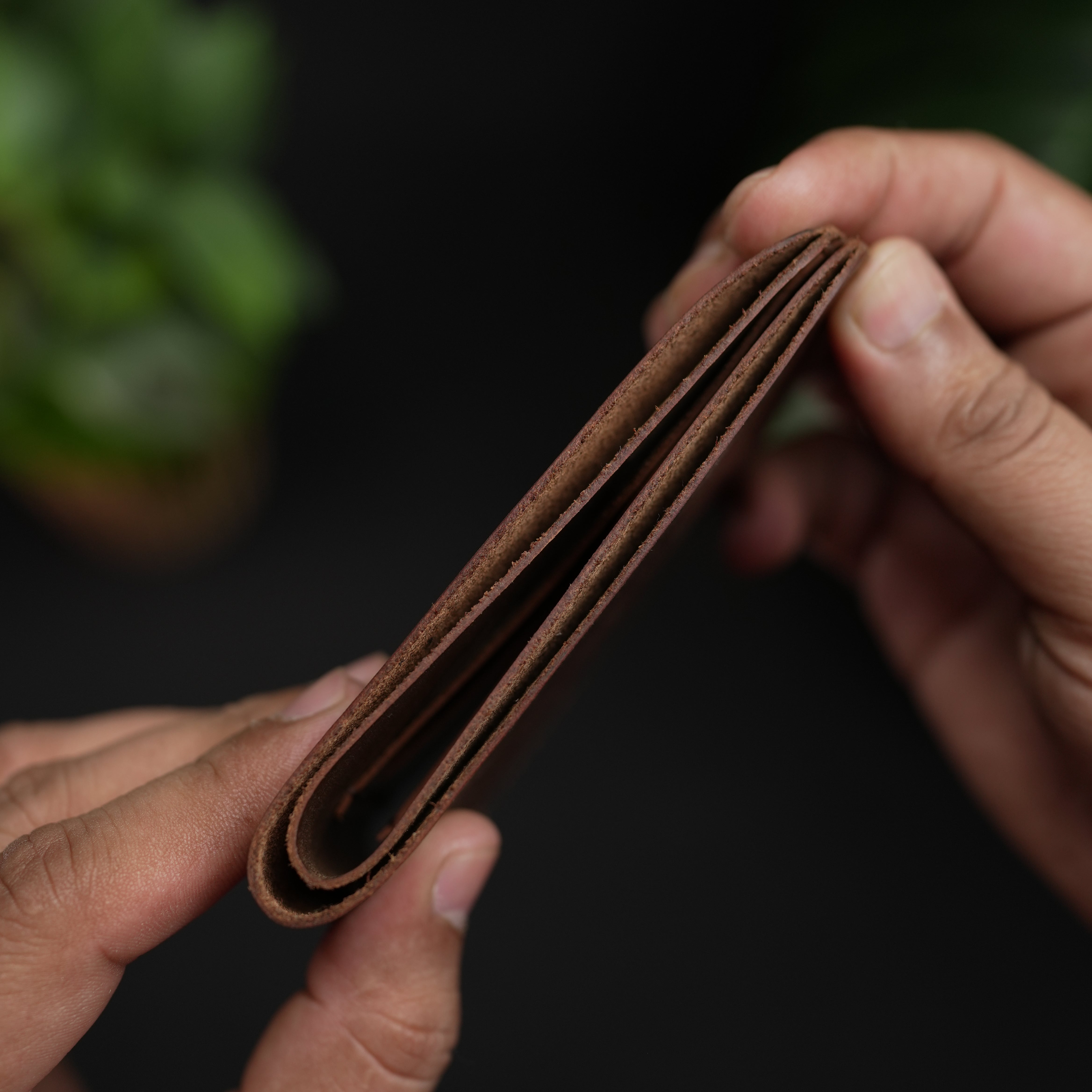 No.55 Bilfold Leather wallet Natural Brown Color