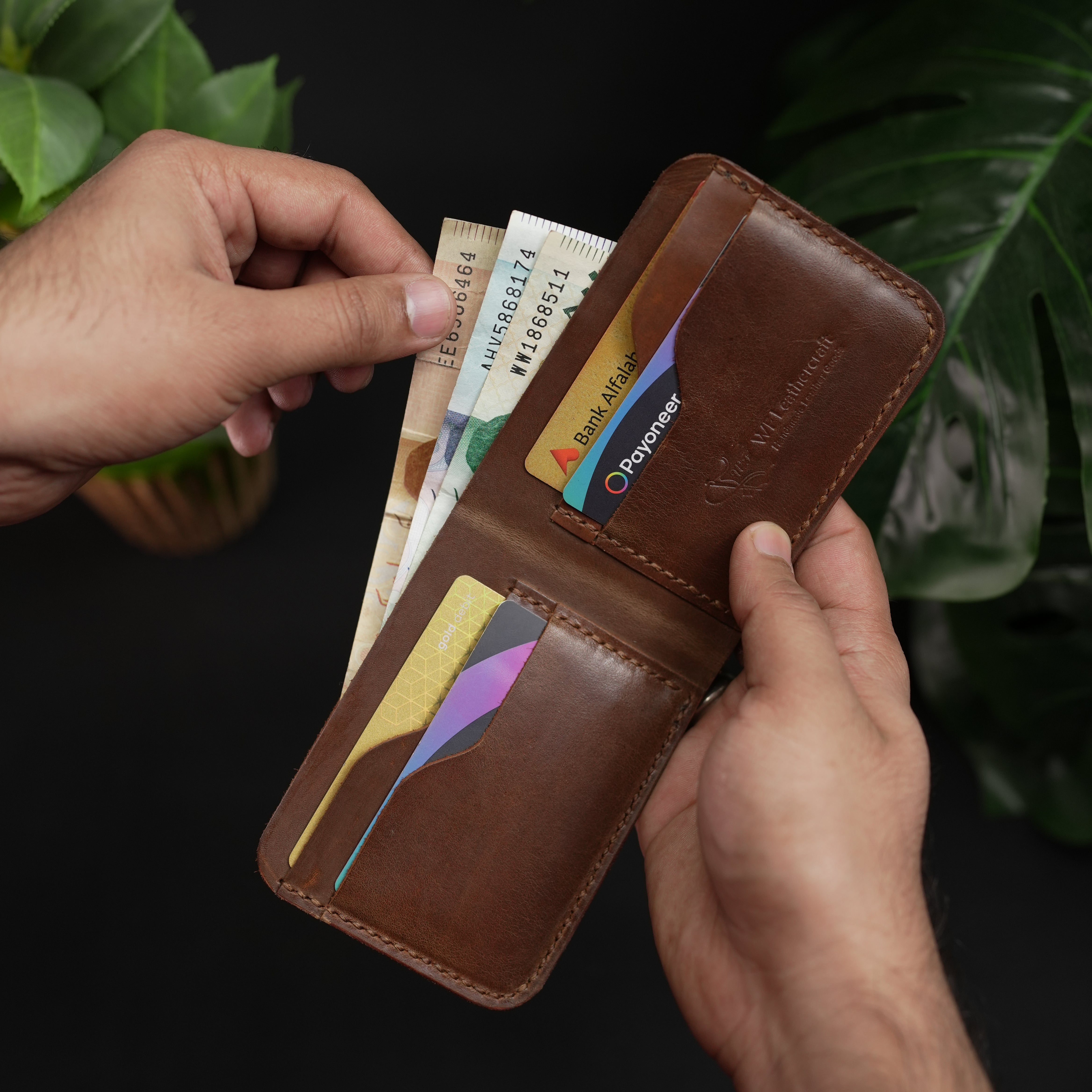 No.55 Bilfold Leather wallet Natural Brown Color