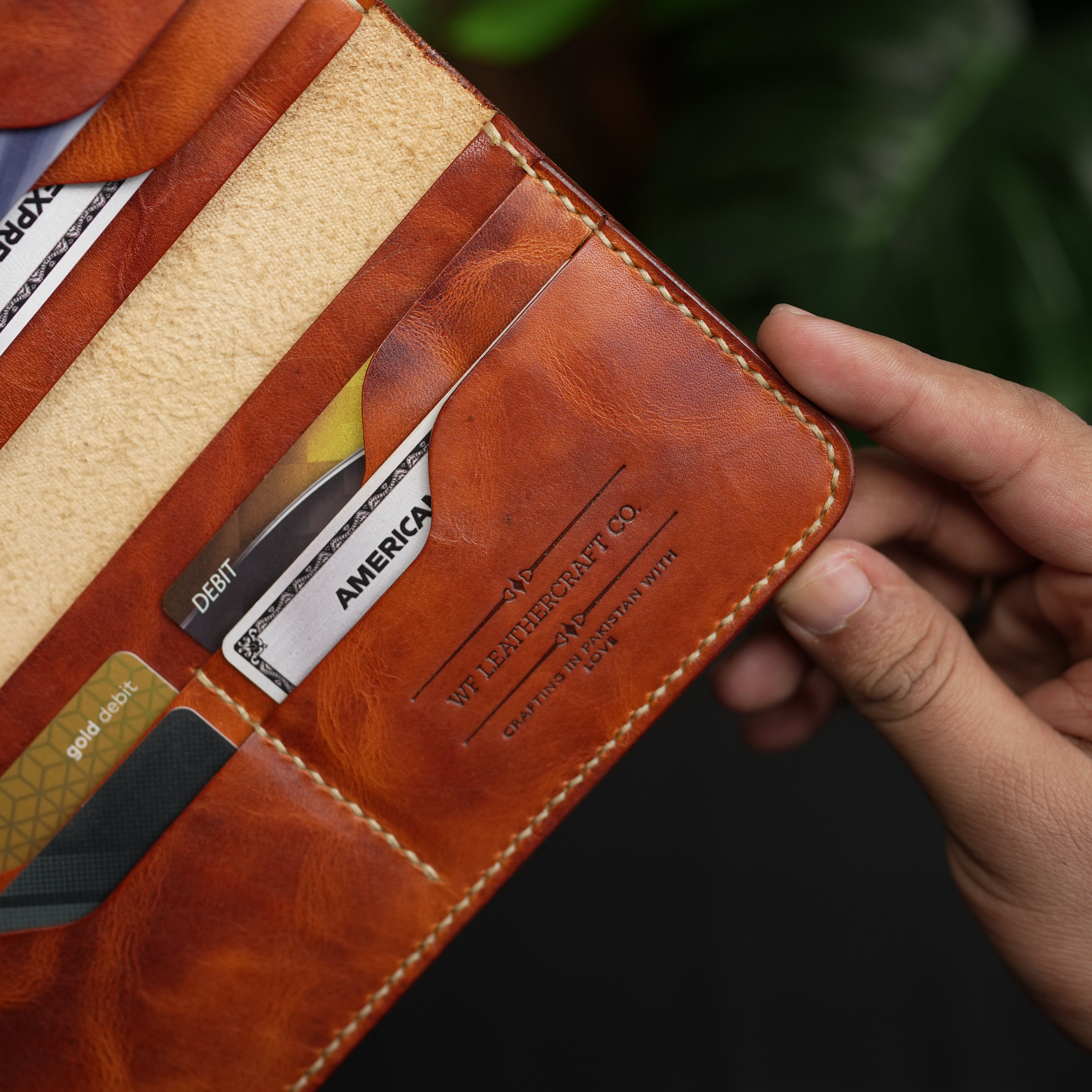 No. 72 Long Bifold Leather Wallet With Hand Dye Vintage Tan Color