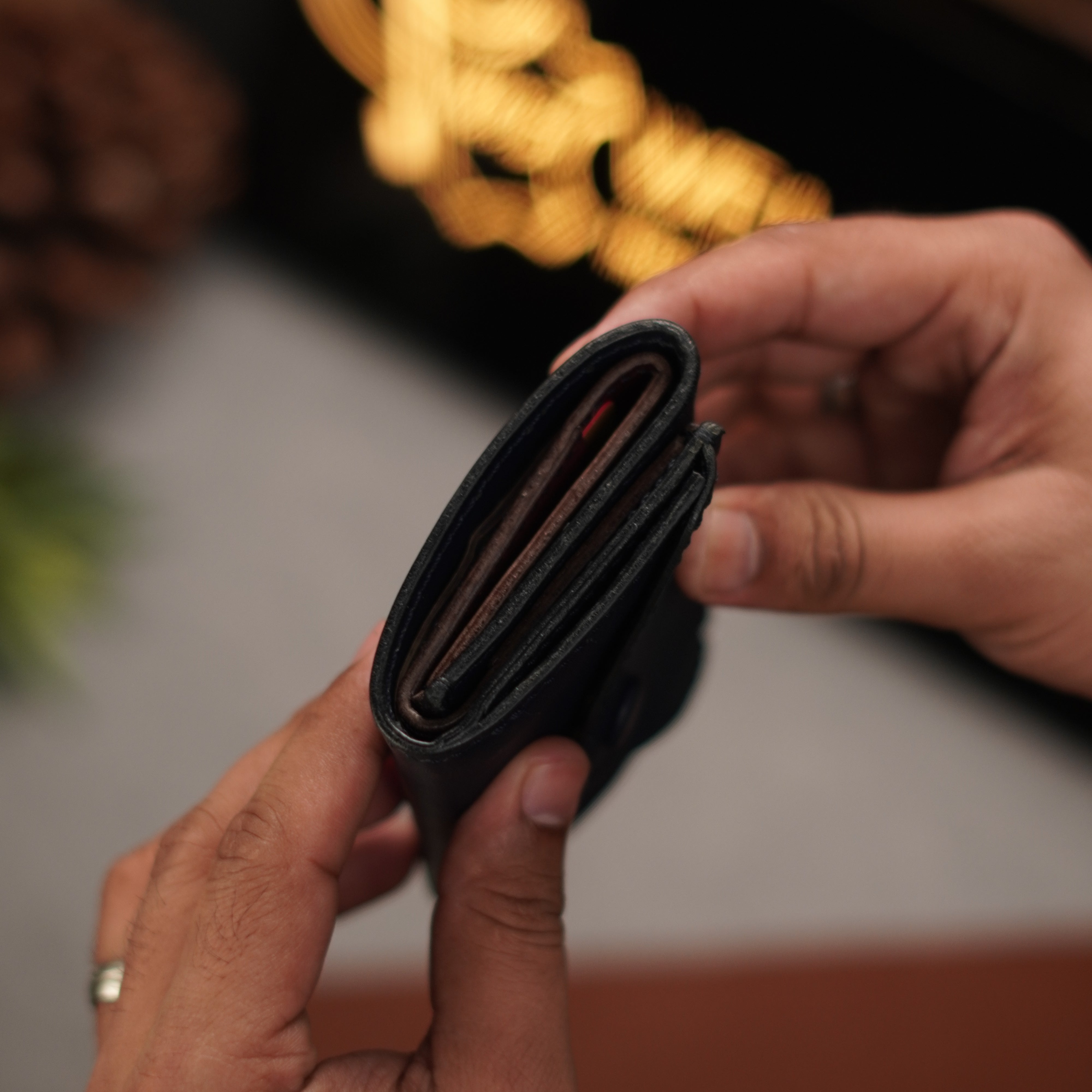 No. 105 trifold luxury wallet Blue with burgandy