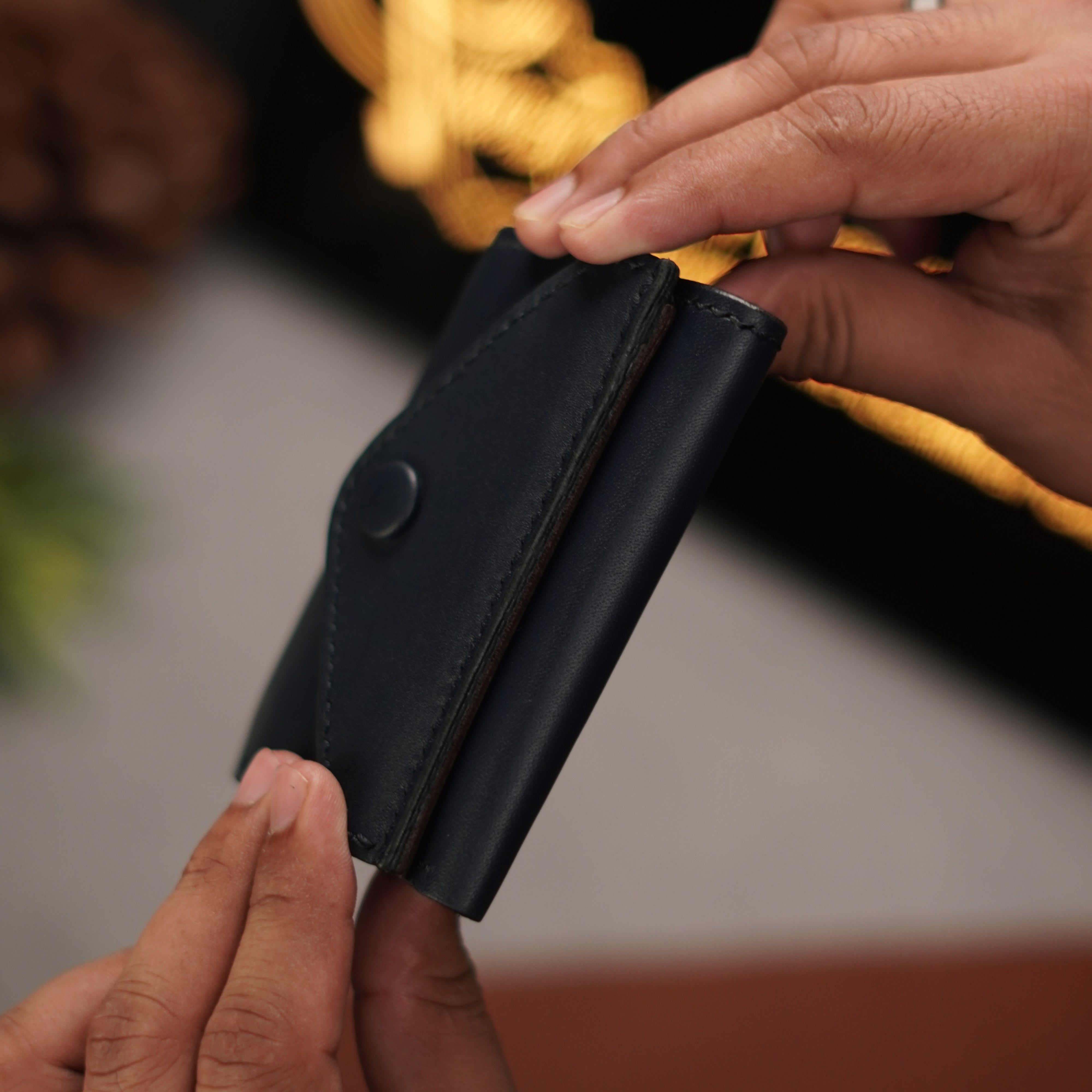 No. 105 trifold luxury wallet Blue with burgandy