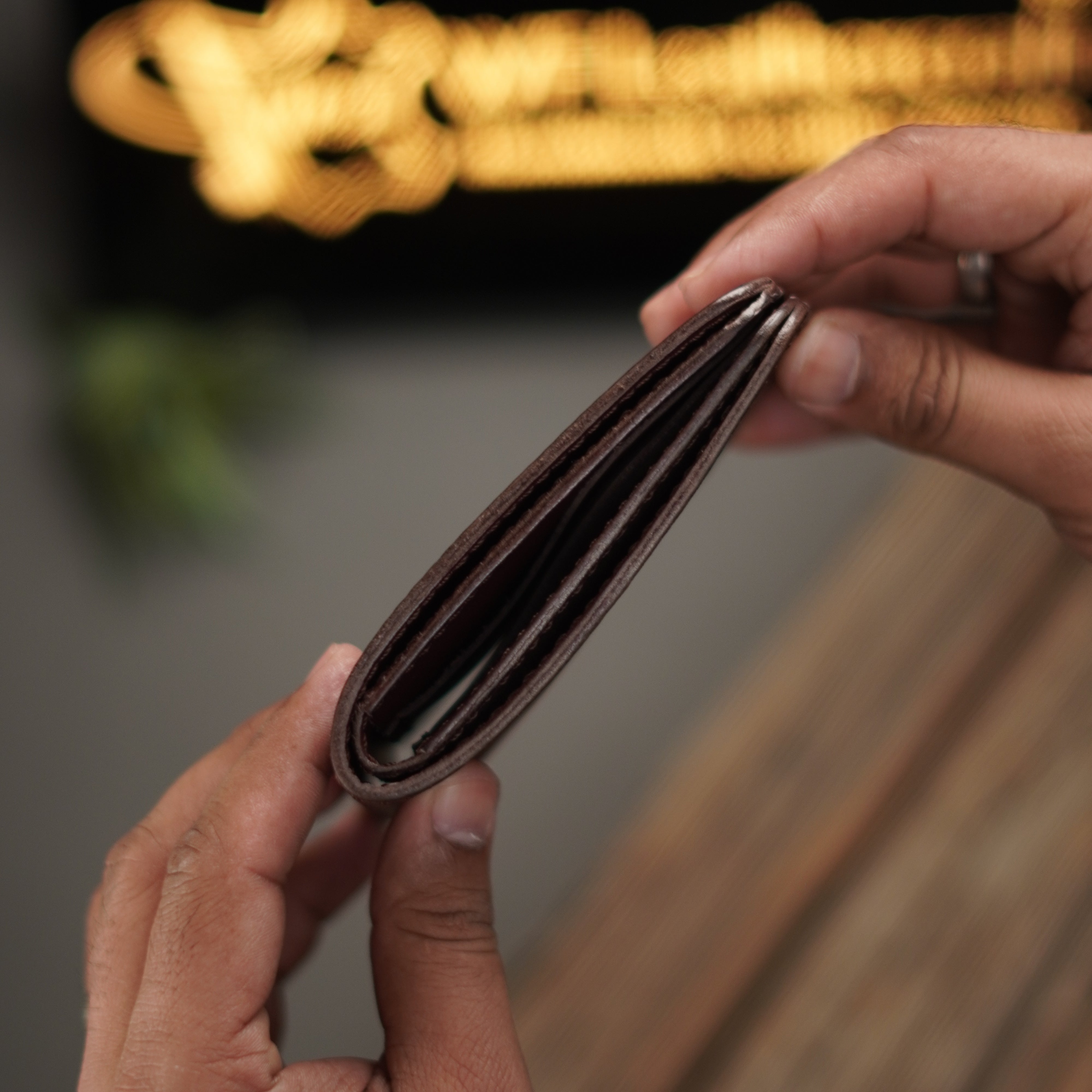 No.55 classic full stitched bifold wallet Burgandy color