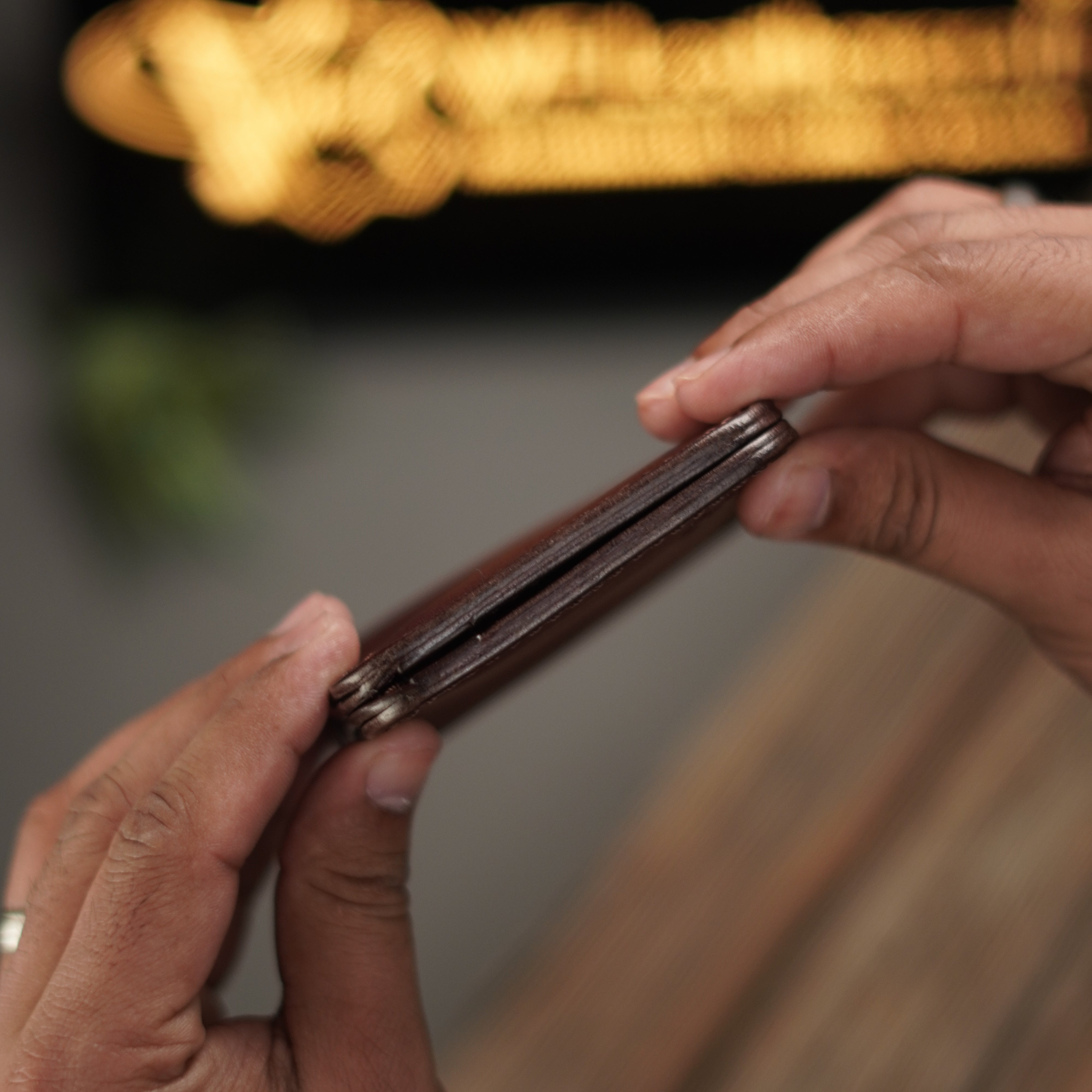 No.55 classic full stitched bifold wallet Burgandy color