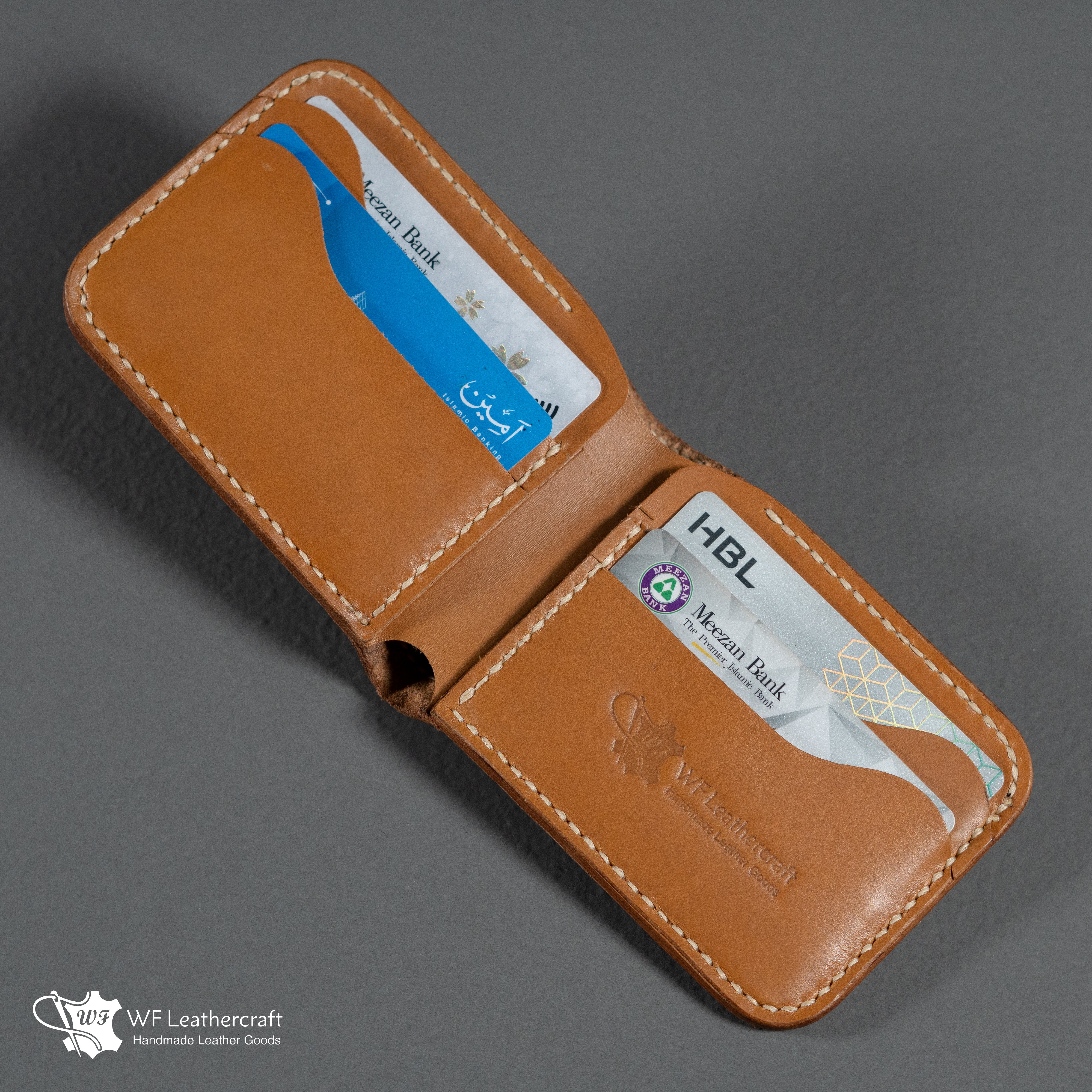 No.55 classic Bifold Leather Wallet (Tan color with crocodile)