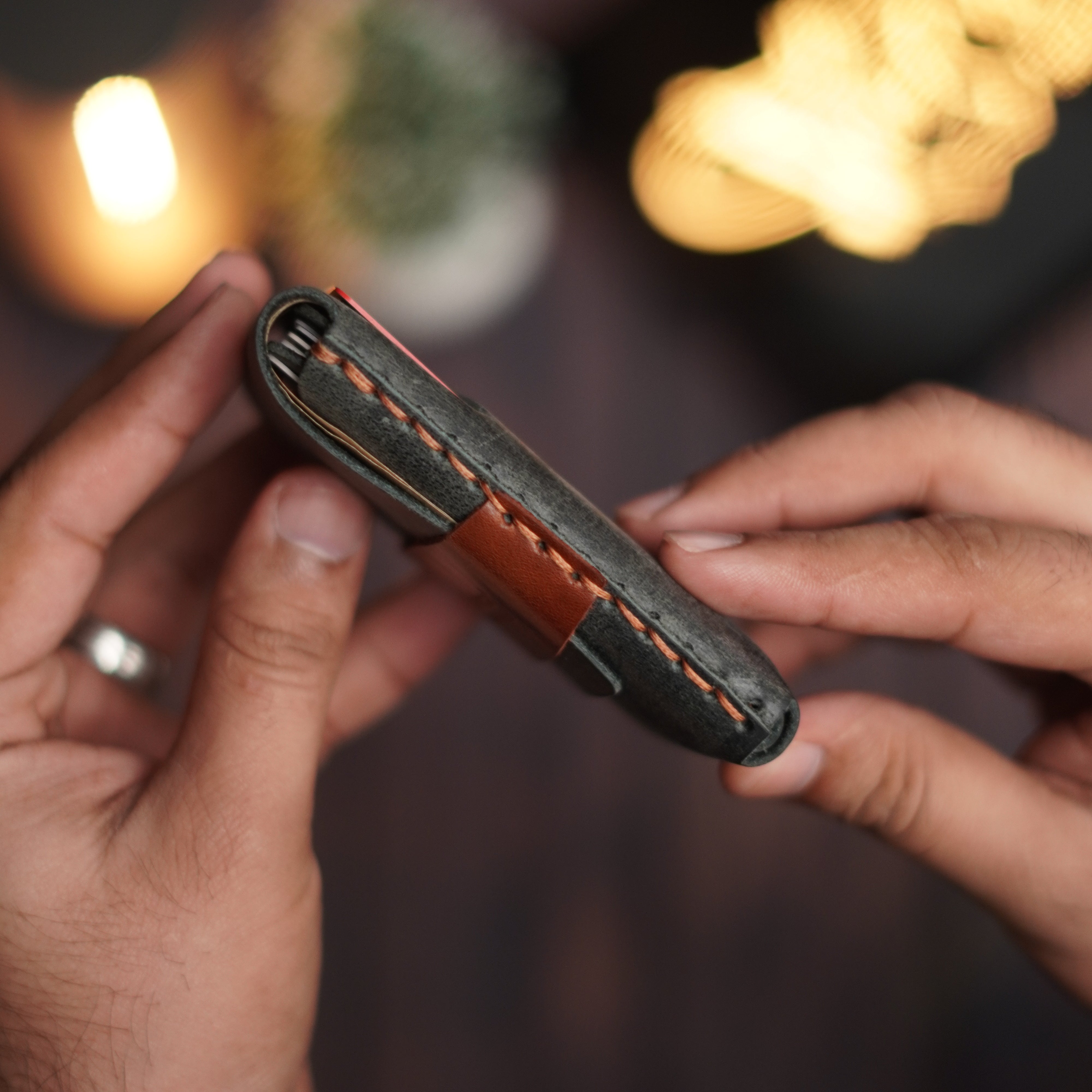 No. 101 All in one Card wallet charcole Black with Brown color