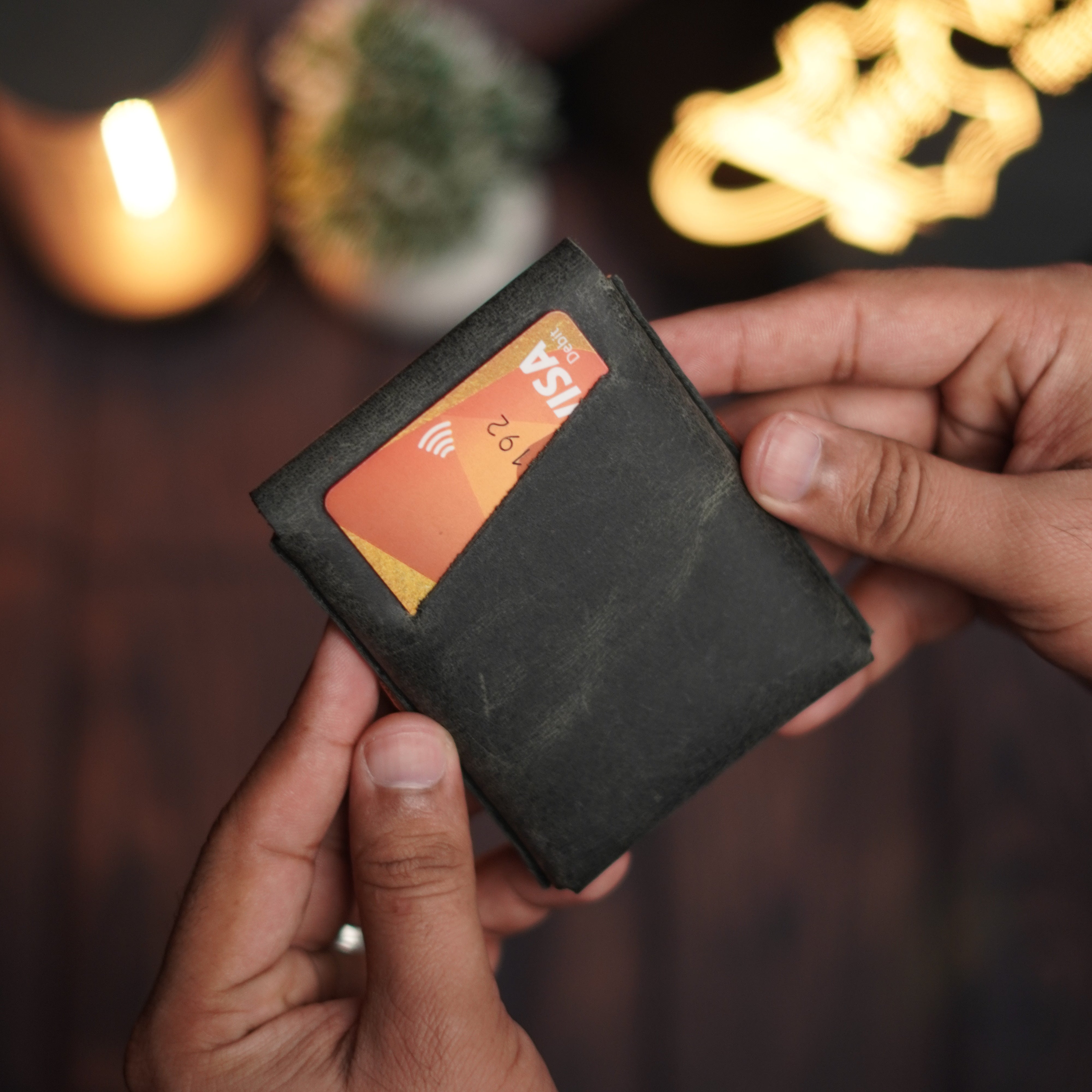 No. 101 All in one Card wallet charcole Black with Brown color