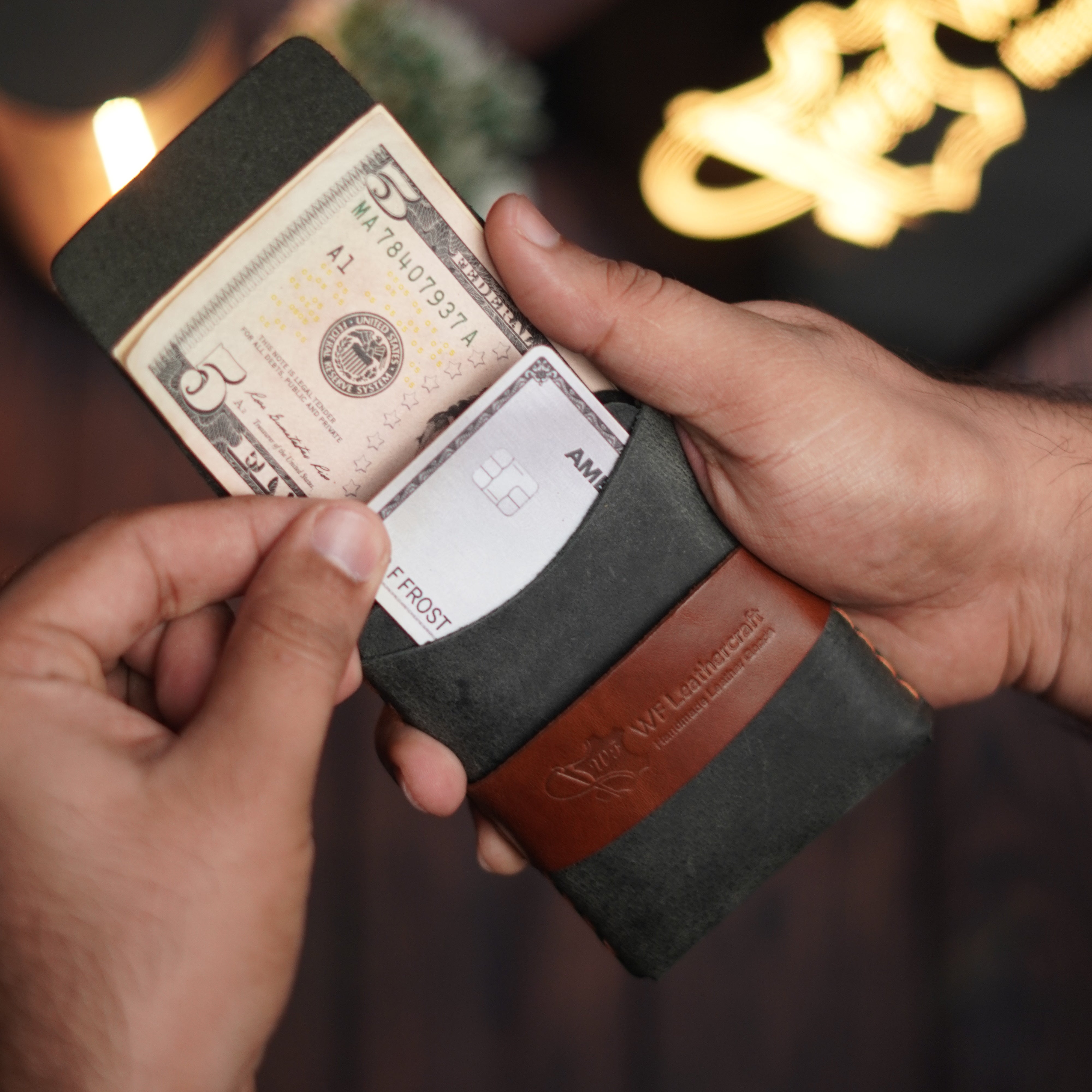 No. 101 All in one Card wallet charcole Black with Brown color