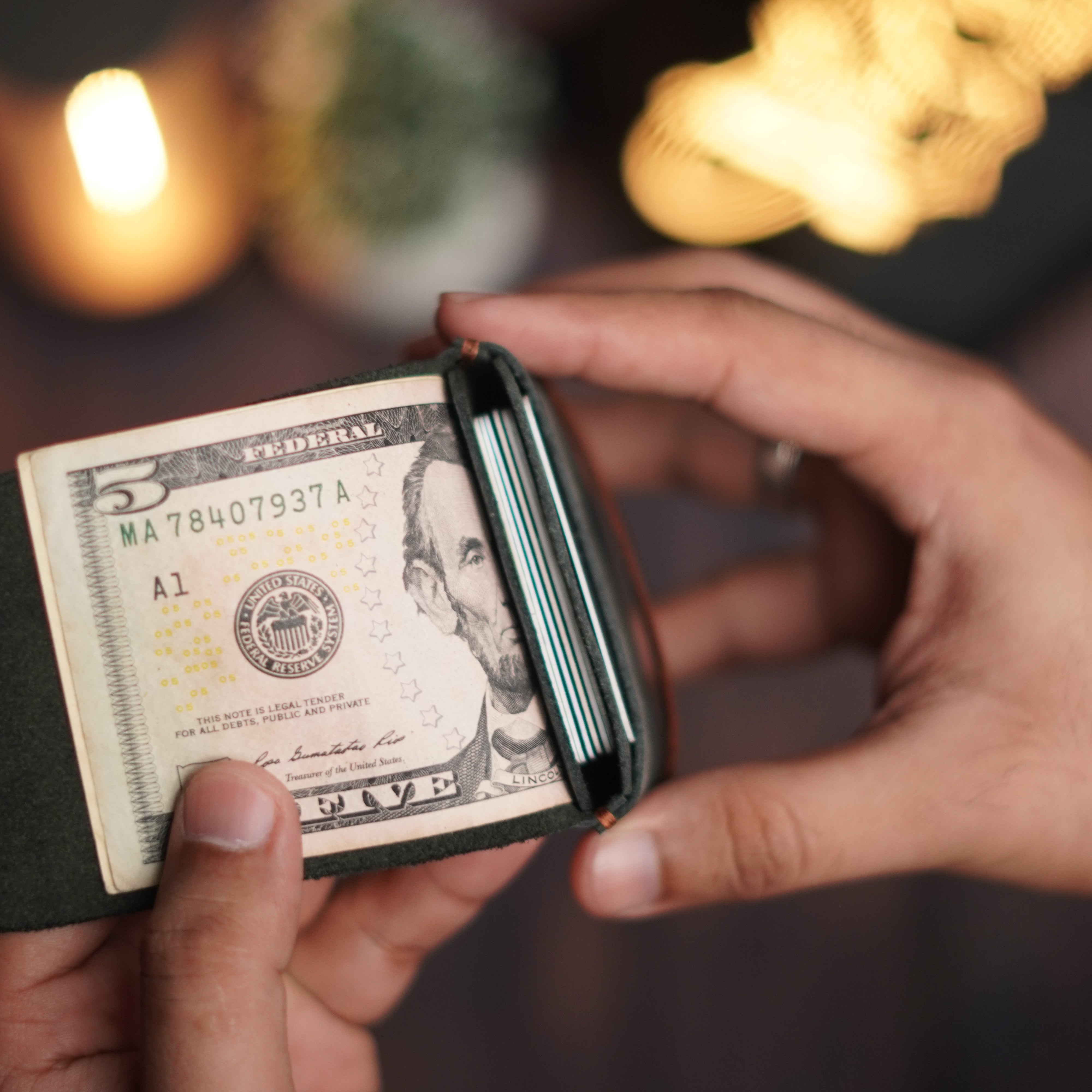 No. 101 All in one Card wallet charcole Black with Brown color