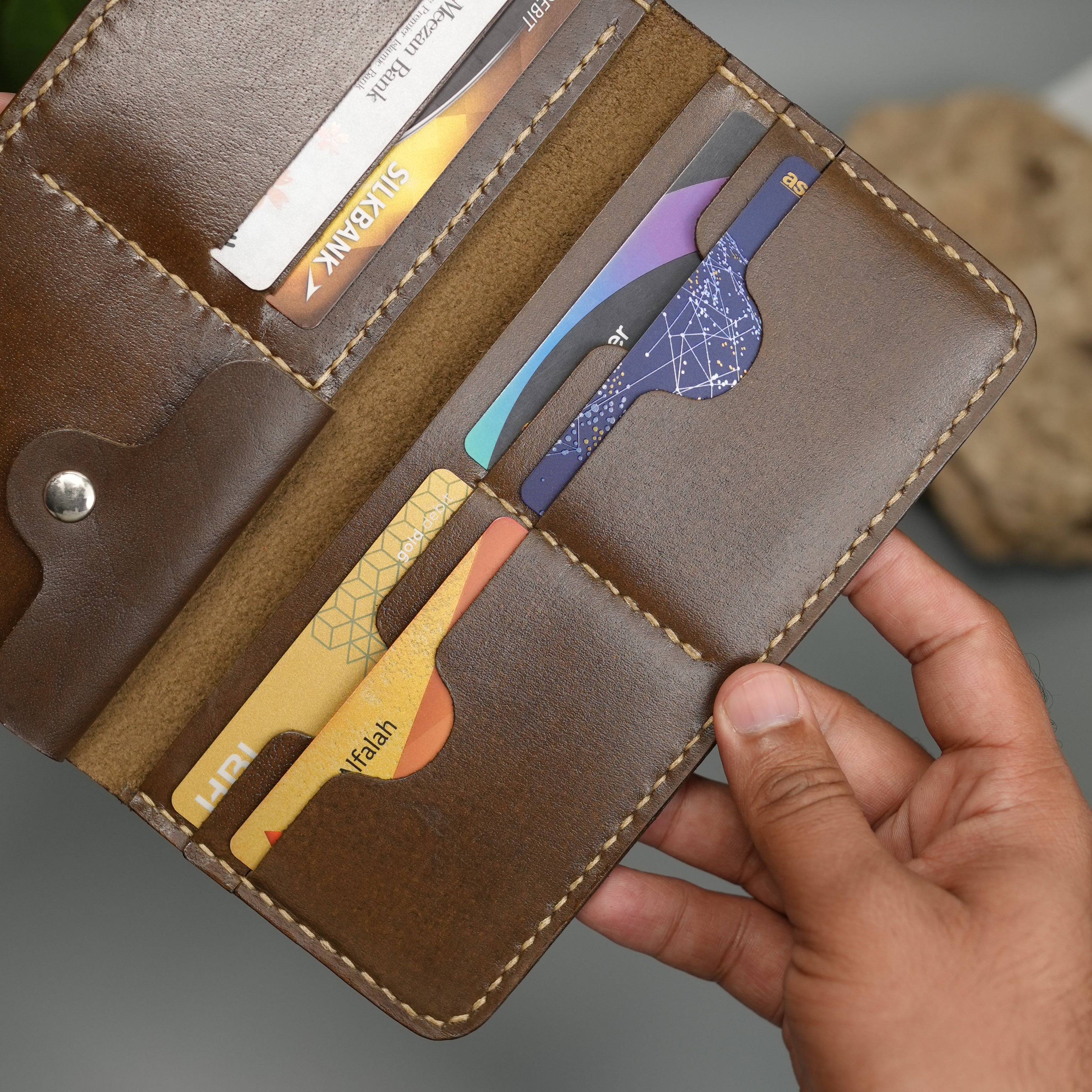 No. 94 Bifold Long leather wallet Brown Color