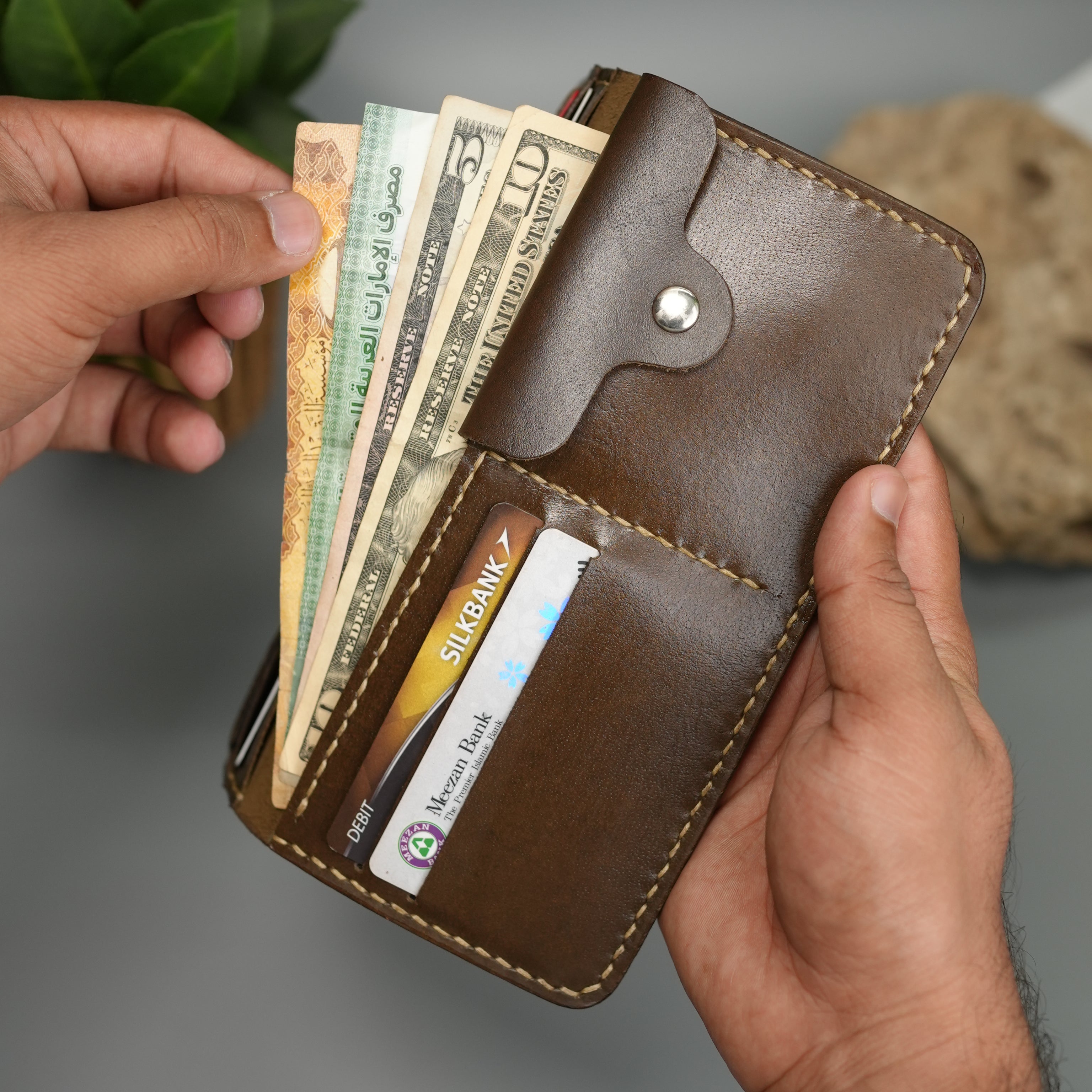 No. 94 Bifold Long leather wallet Brown Color