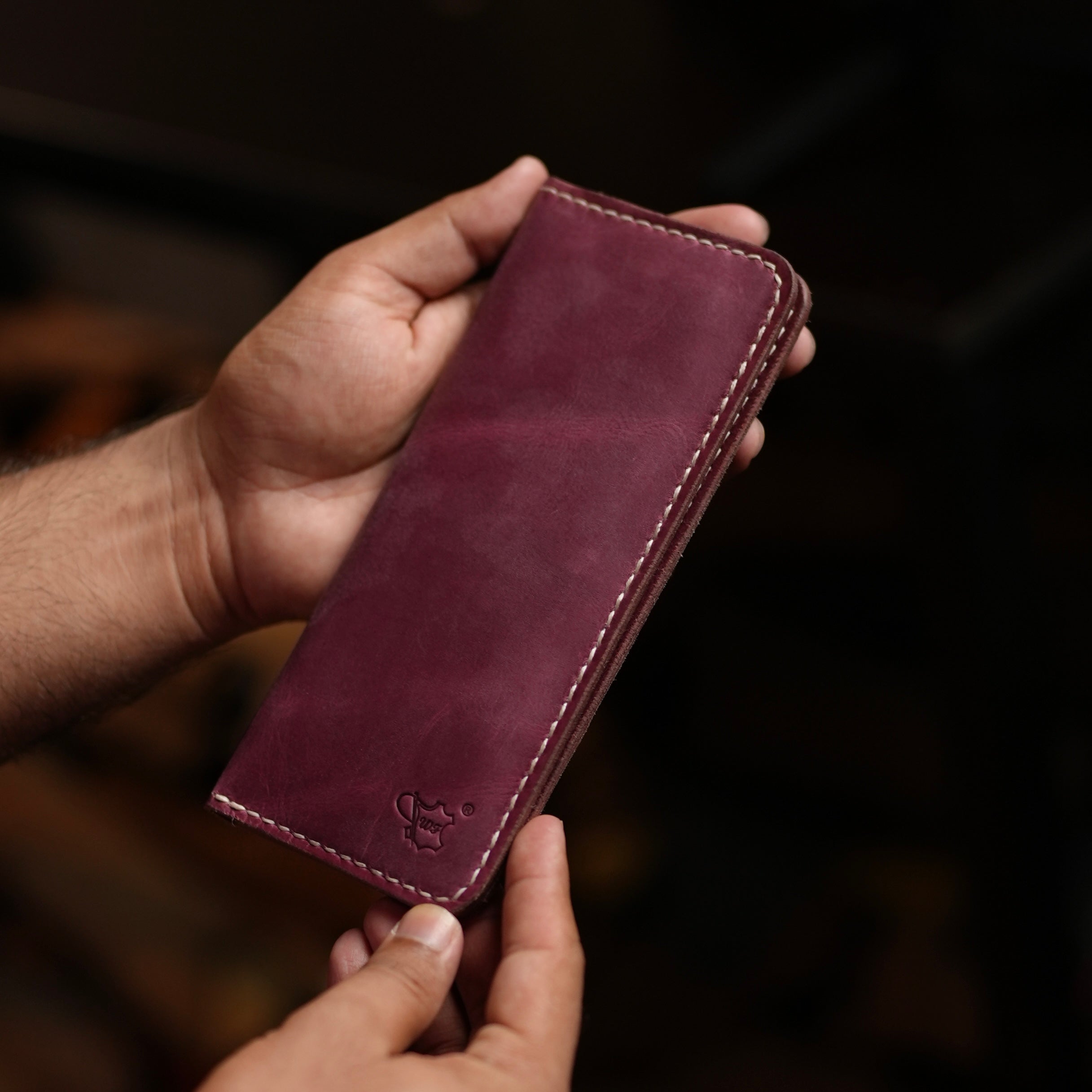 No. 94 Bifold Long leather wallet Bordo Color