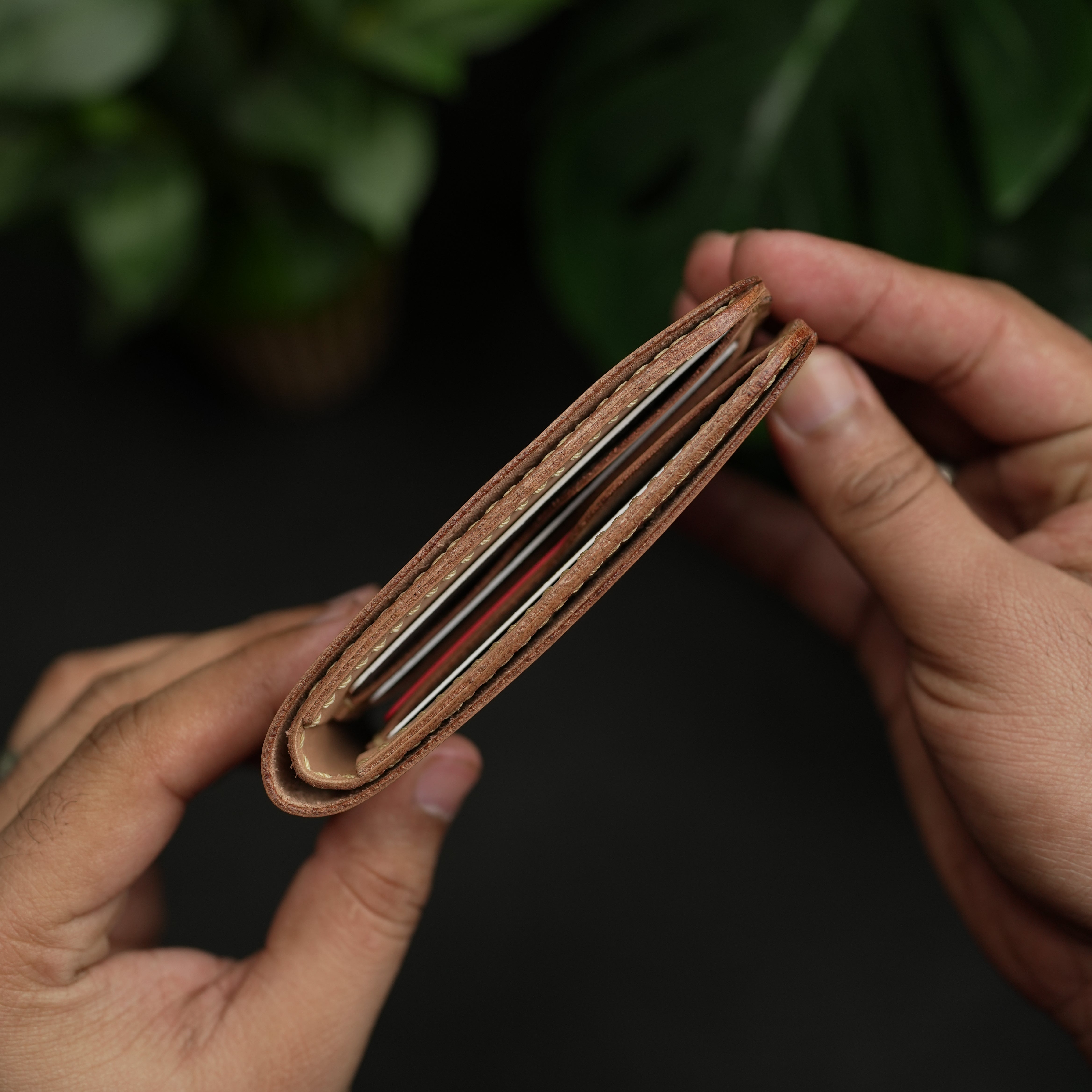 No.55 classic leather wallet natural vegtan