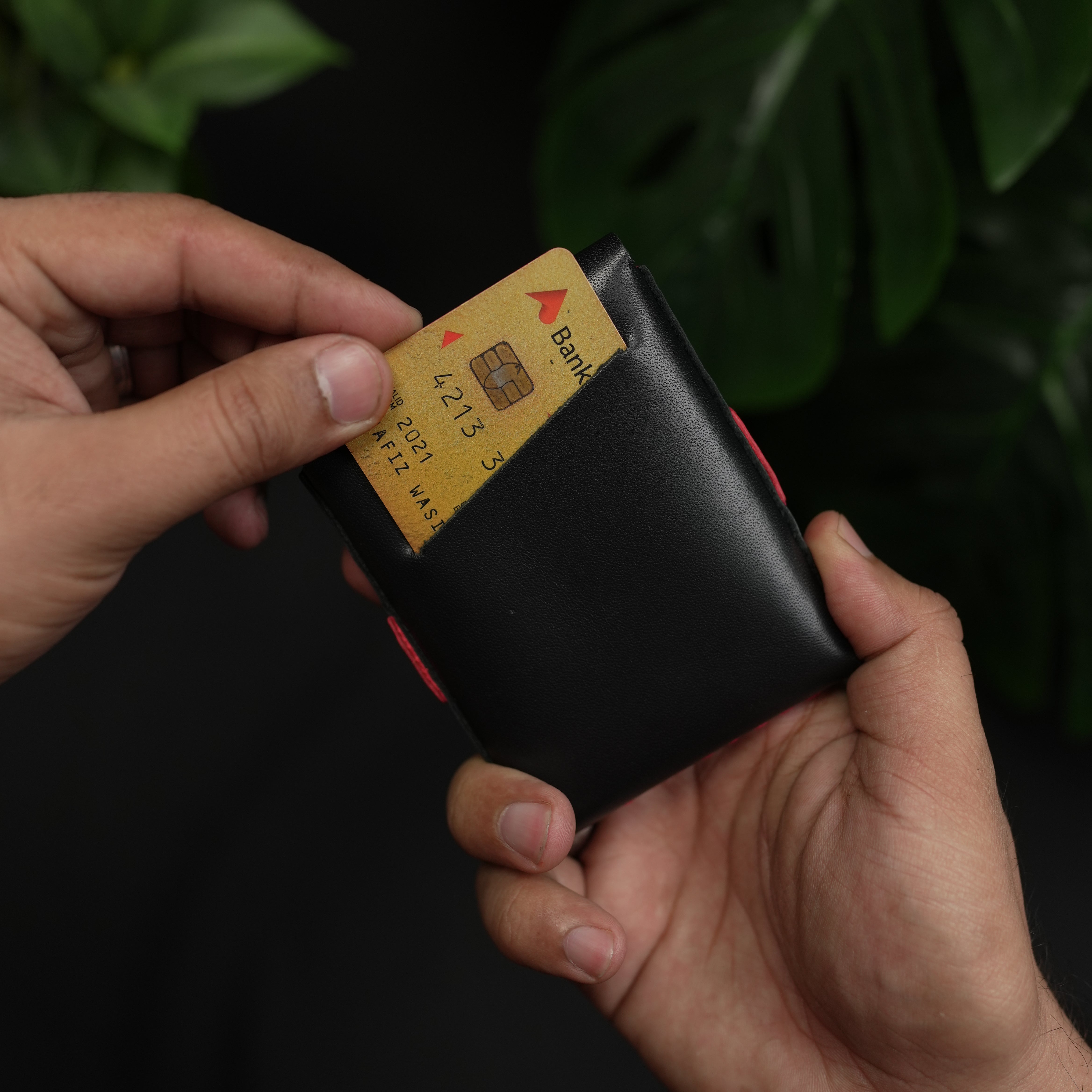 No. 101 All in one Card wallet Black with Red color