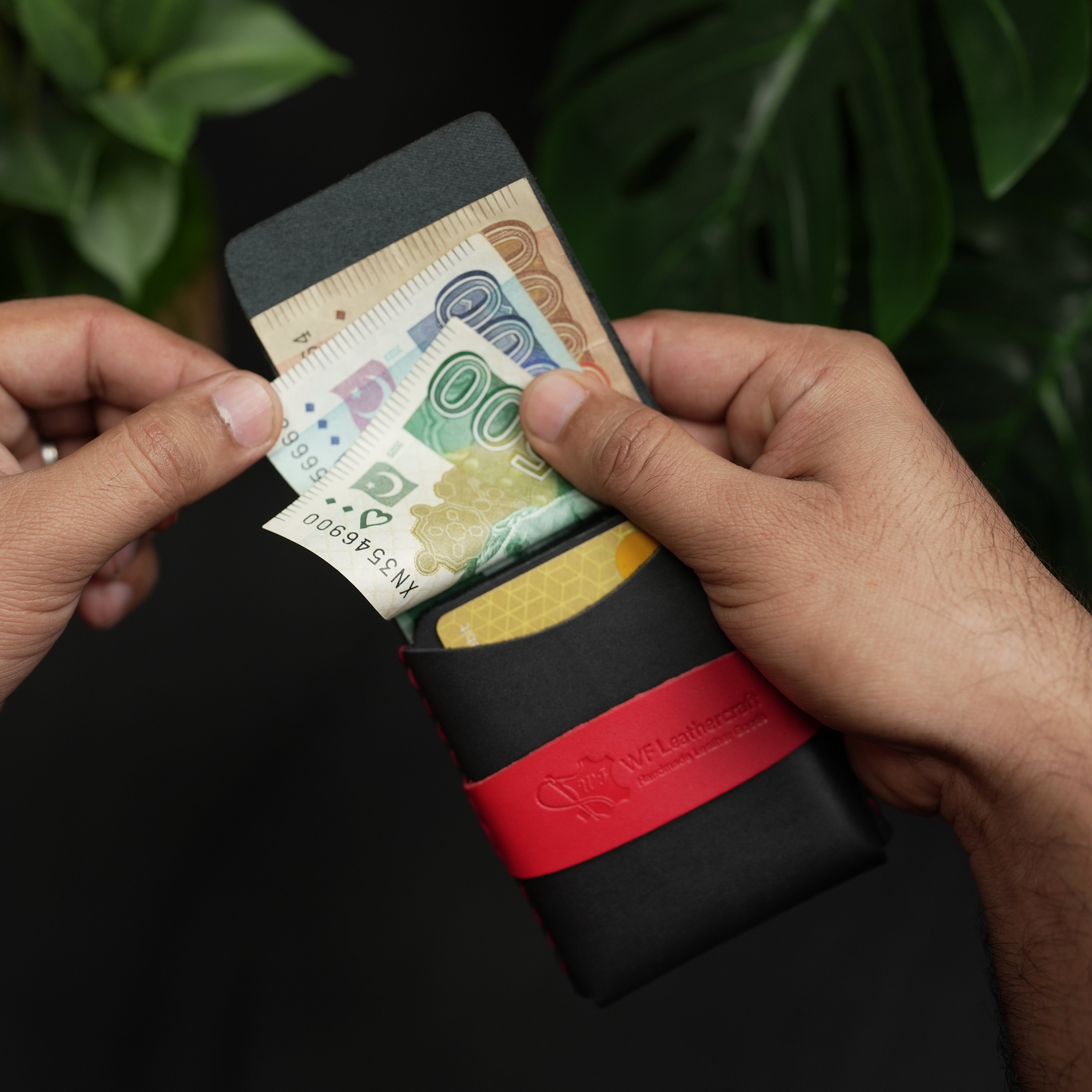 No. 101 All in one Card wallet Black with Red color