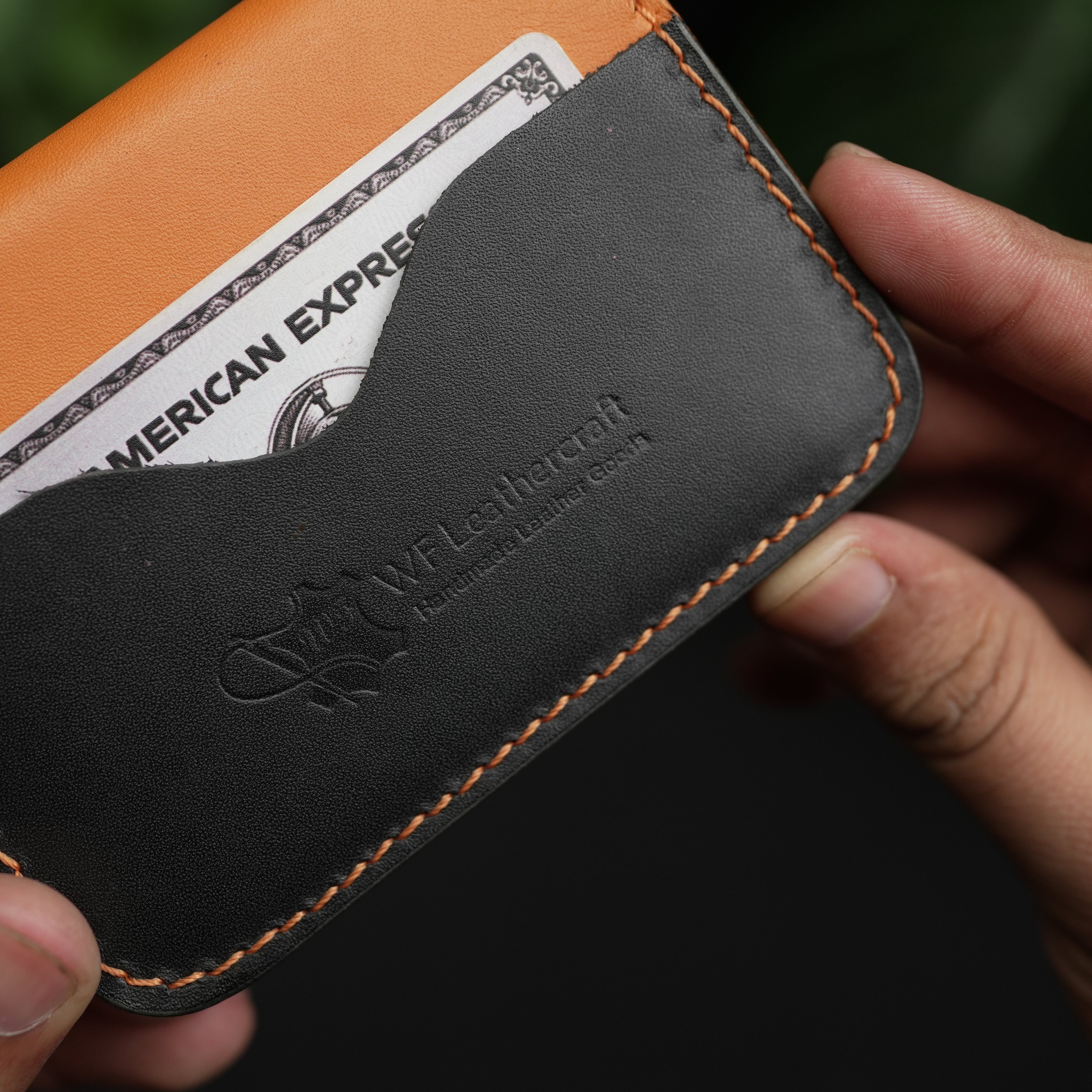 No.70 Bifold Card Leather Wallet ( Cosmic Black & Tan )