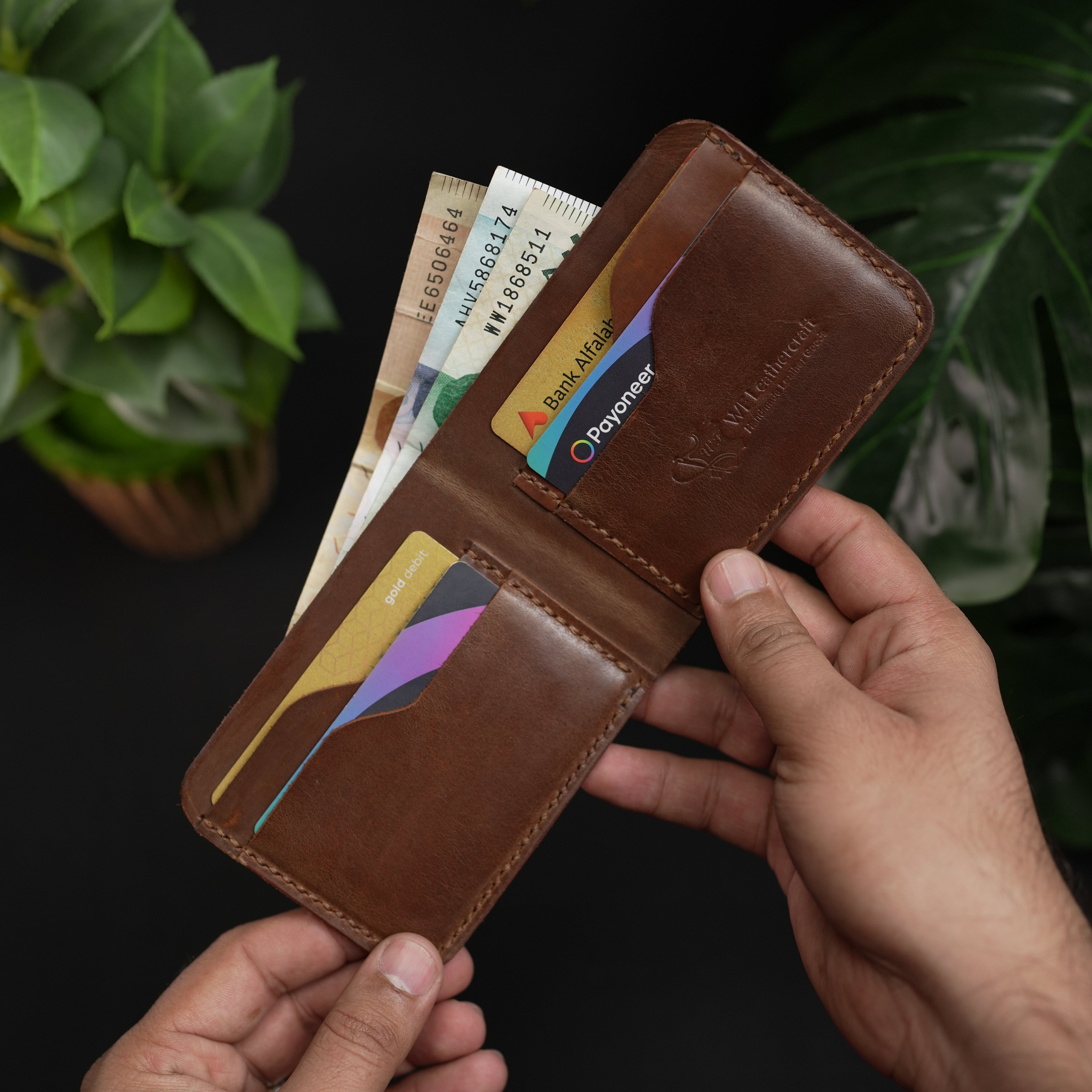 No.55 Bilfold Leather wallet Natural Brown Color