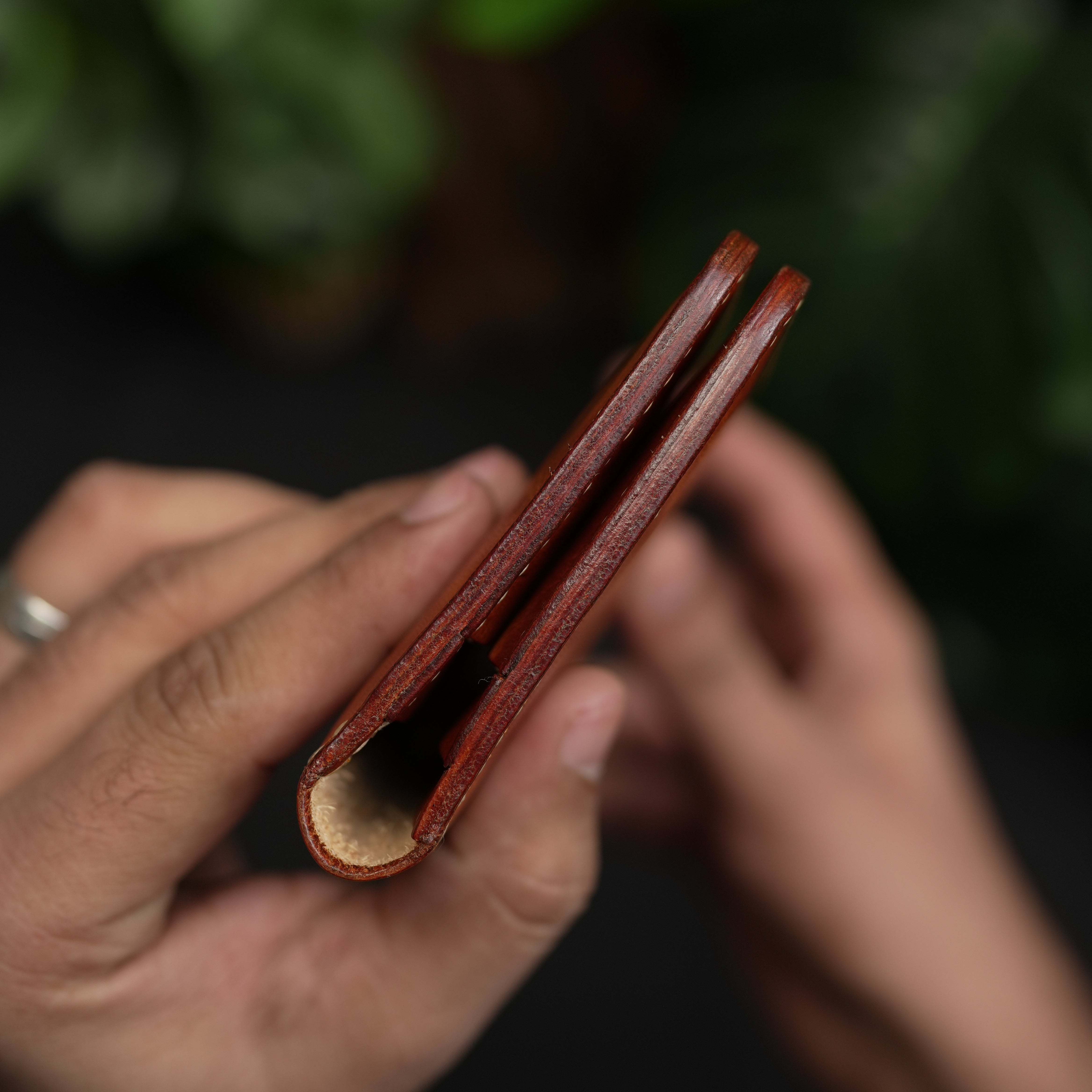 No. 72 Long Bifold Leather Wallet With Hand Dye Vintage Tan Color