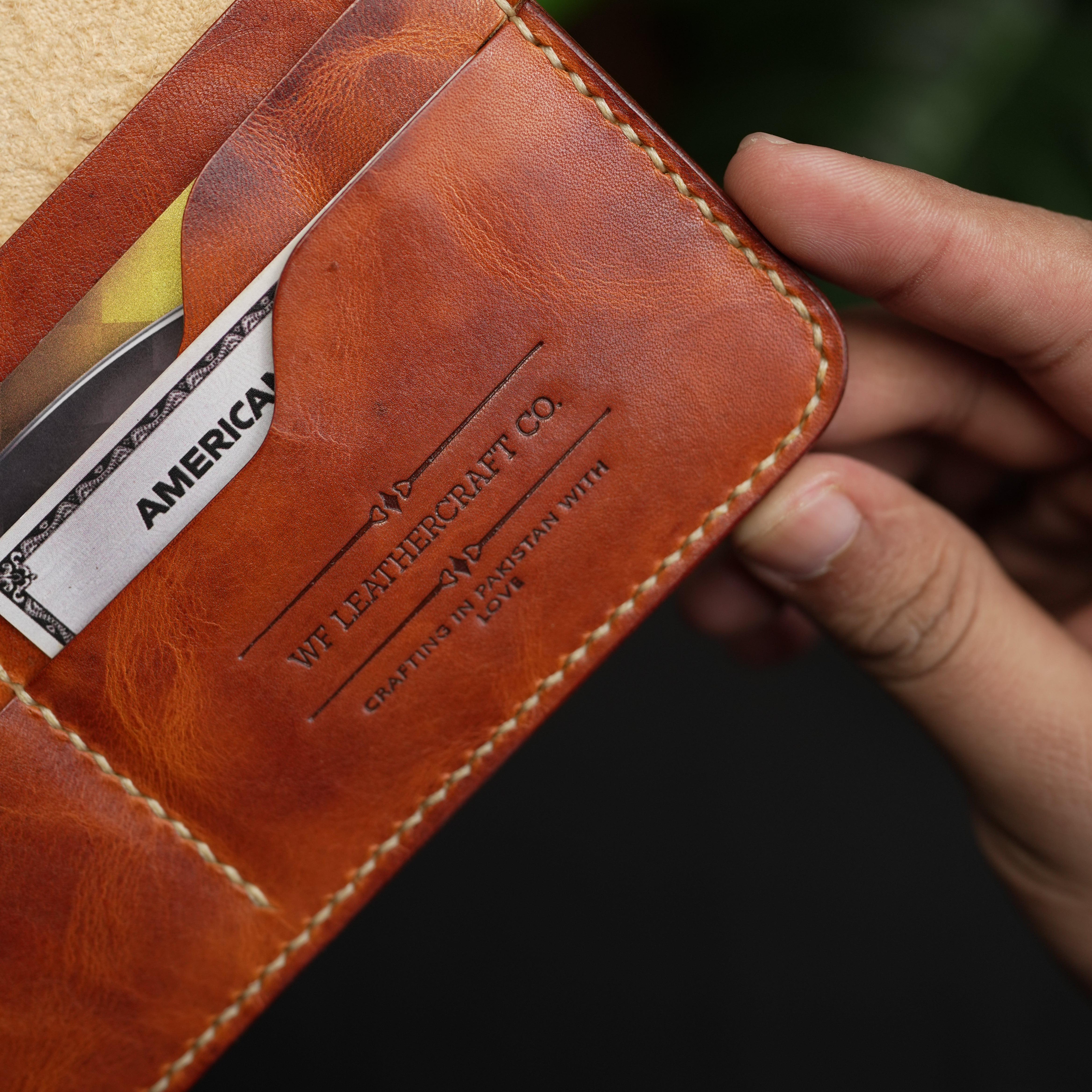 No. 72 Long Bifold Leather Wallet With Hand Dye Vintage Tan Color