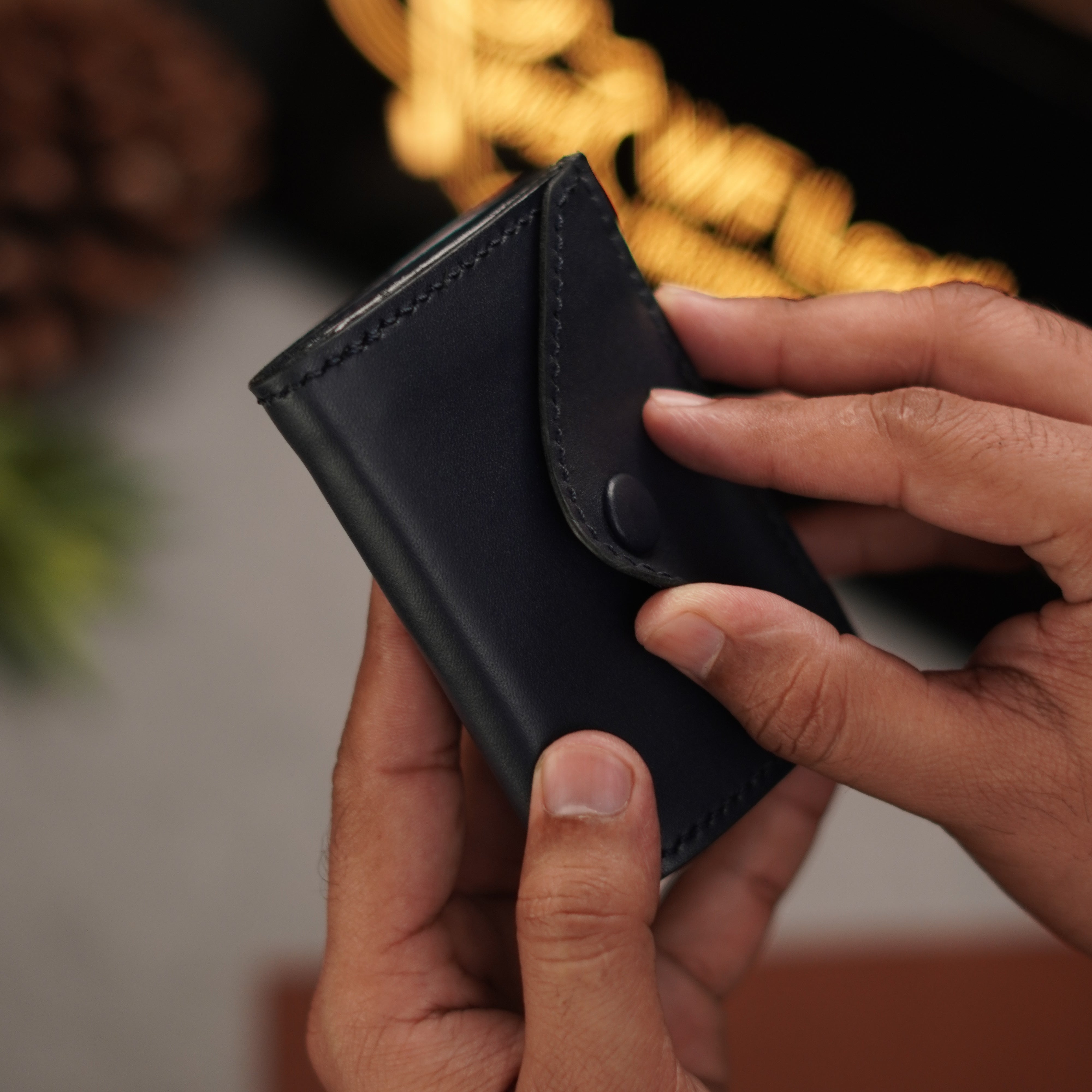 No. 105 trifold luxury wallet Blue with burgandy