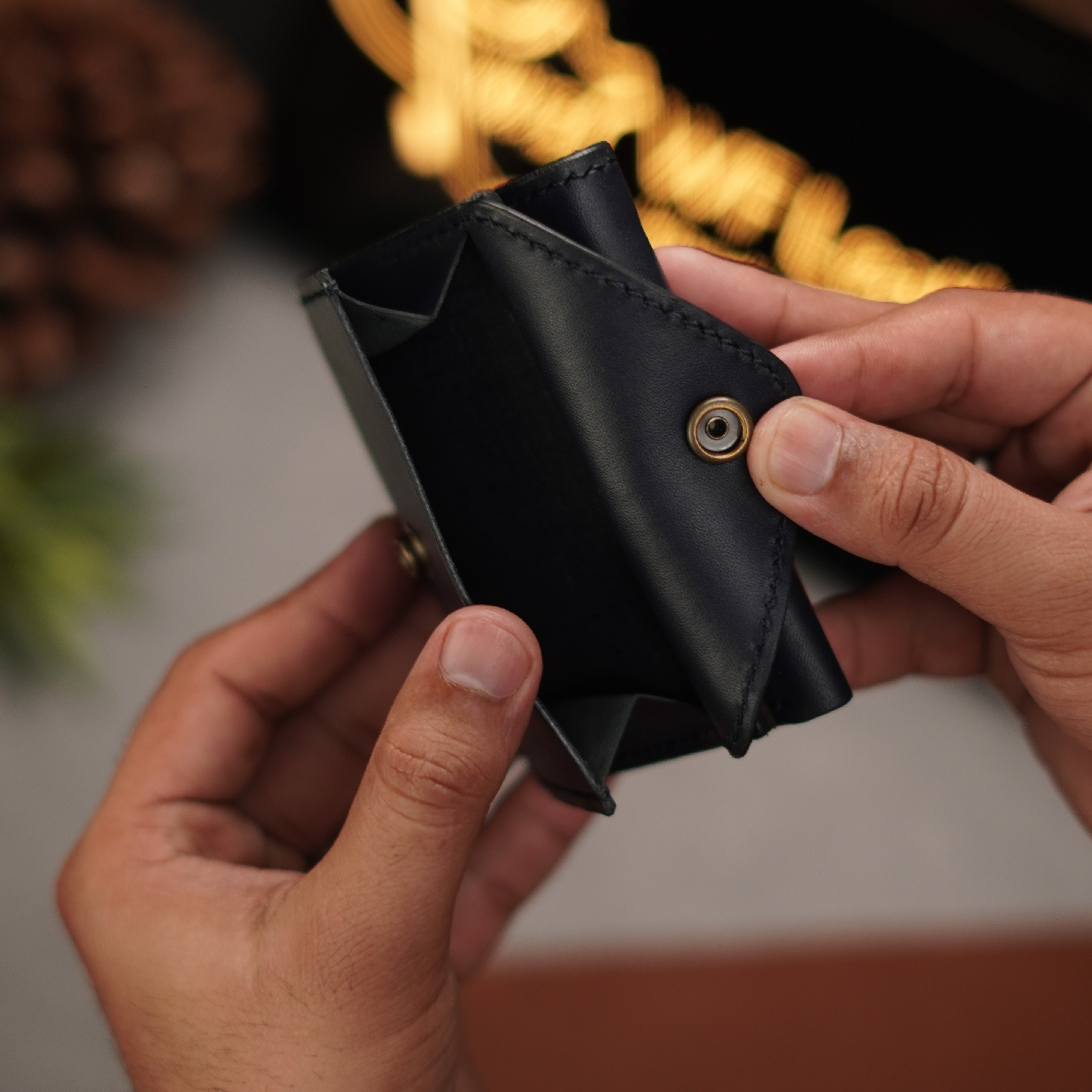 No. 105 trifold luxury wallet Blue with burgandy