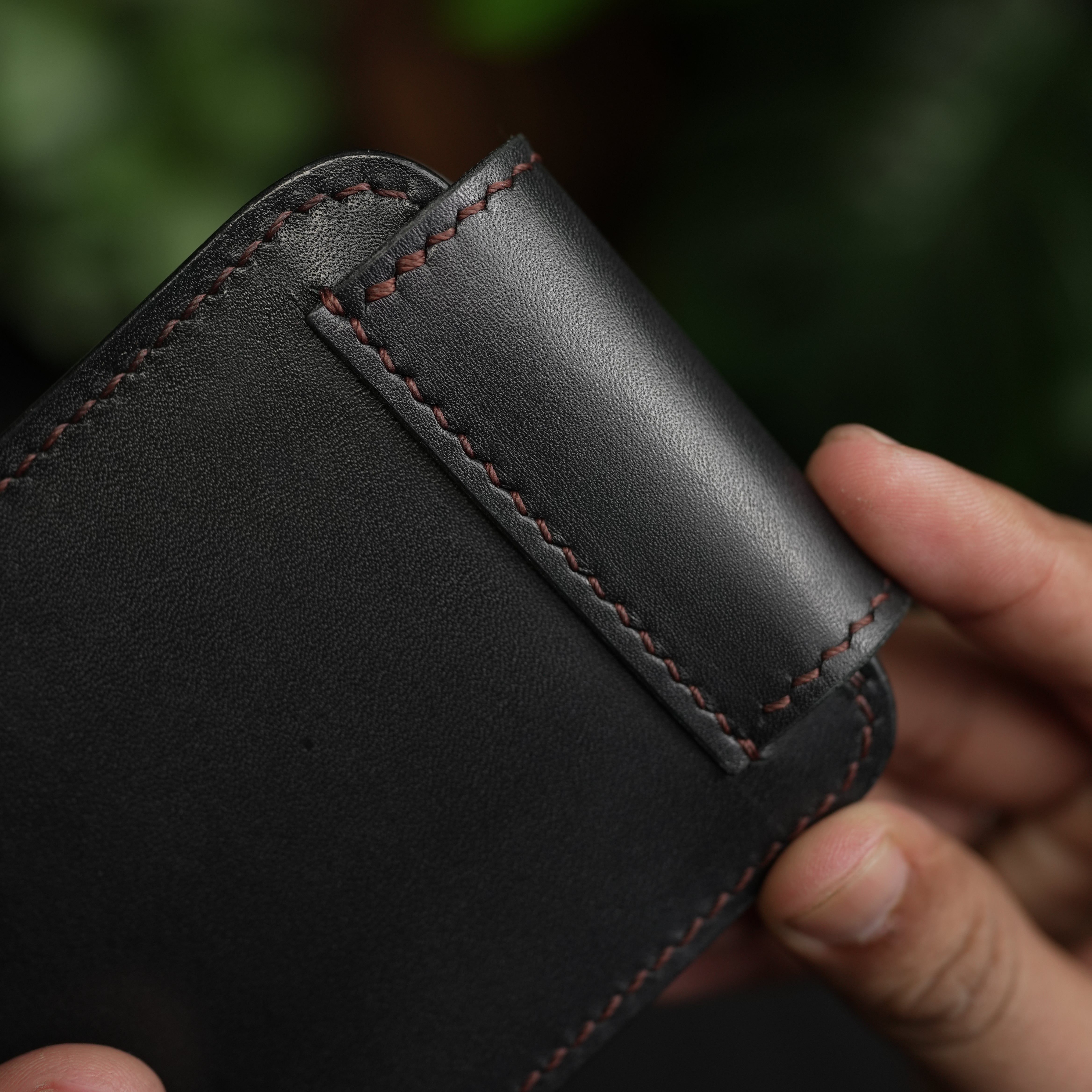 No. 55 Pro claasic full optianl Leather wallet Black with burgandy