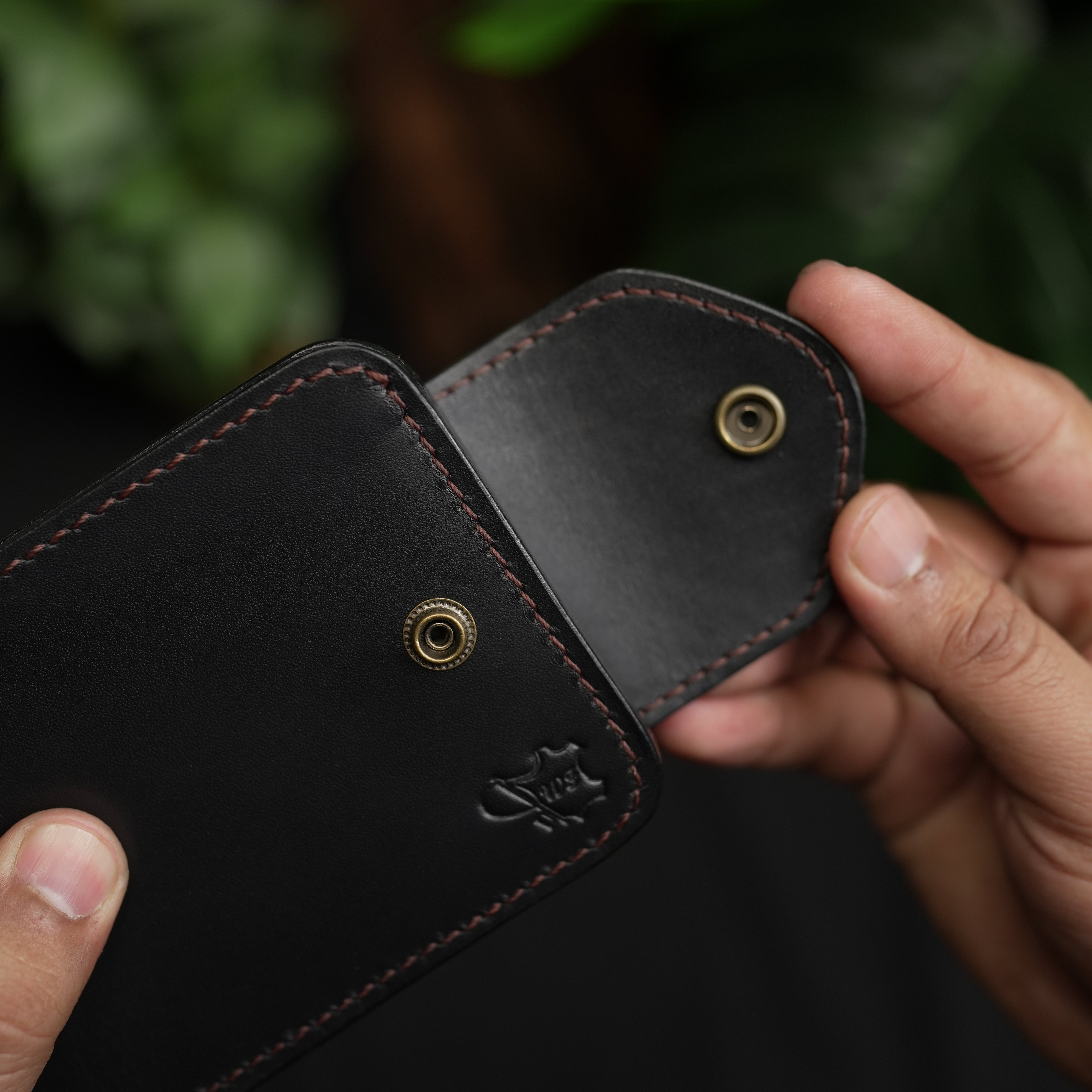 No. 55 Pro claasic full optianl Leather wallet Black with burgandy