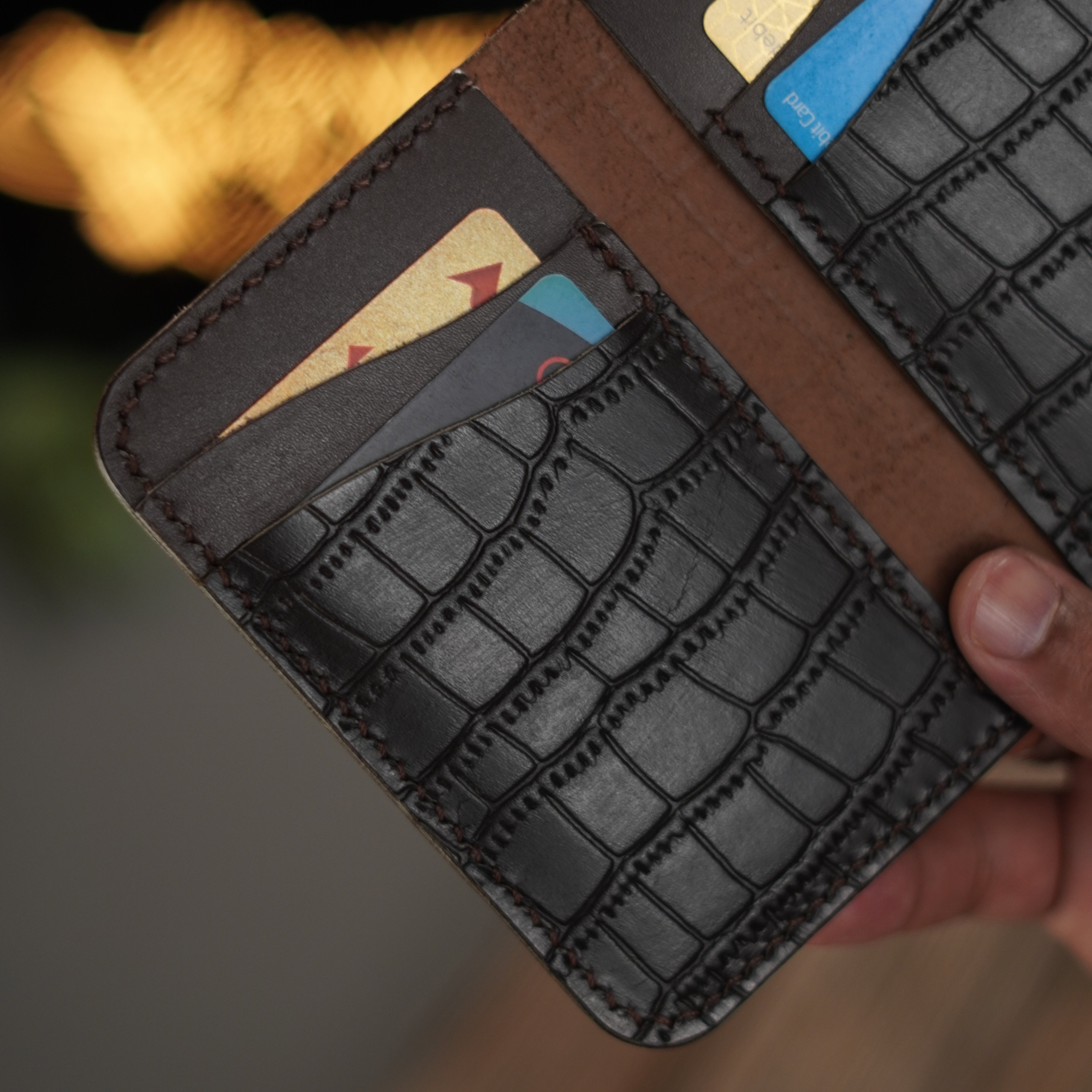 No. 79 Vertical Wallet Brown crocodile