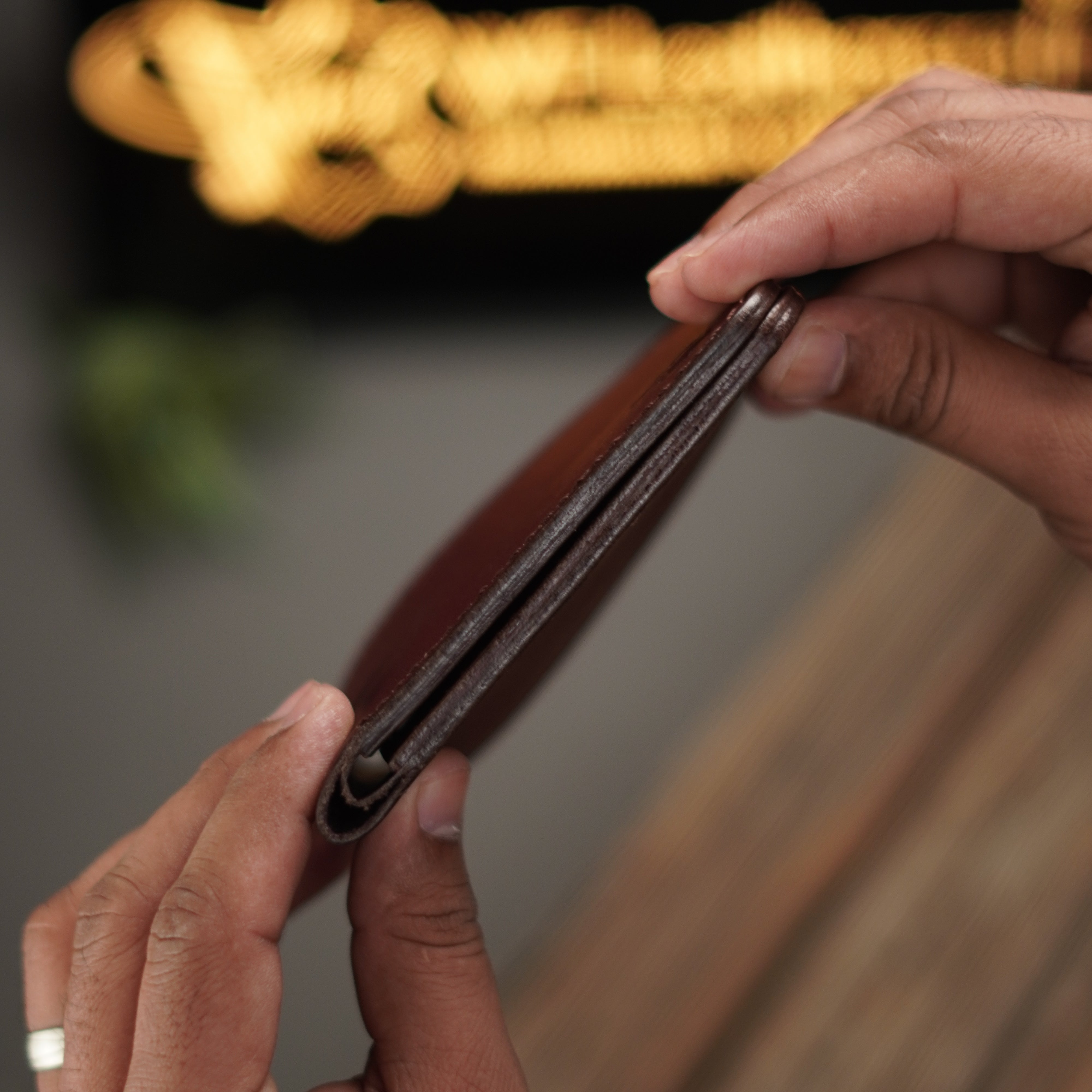 No.55 classic full stitched bifold wallet Burgandy color