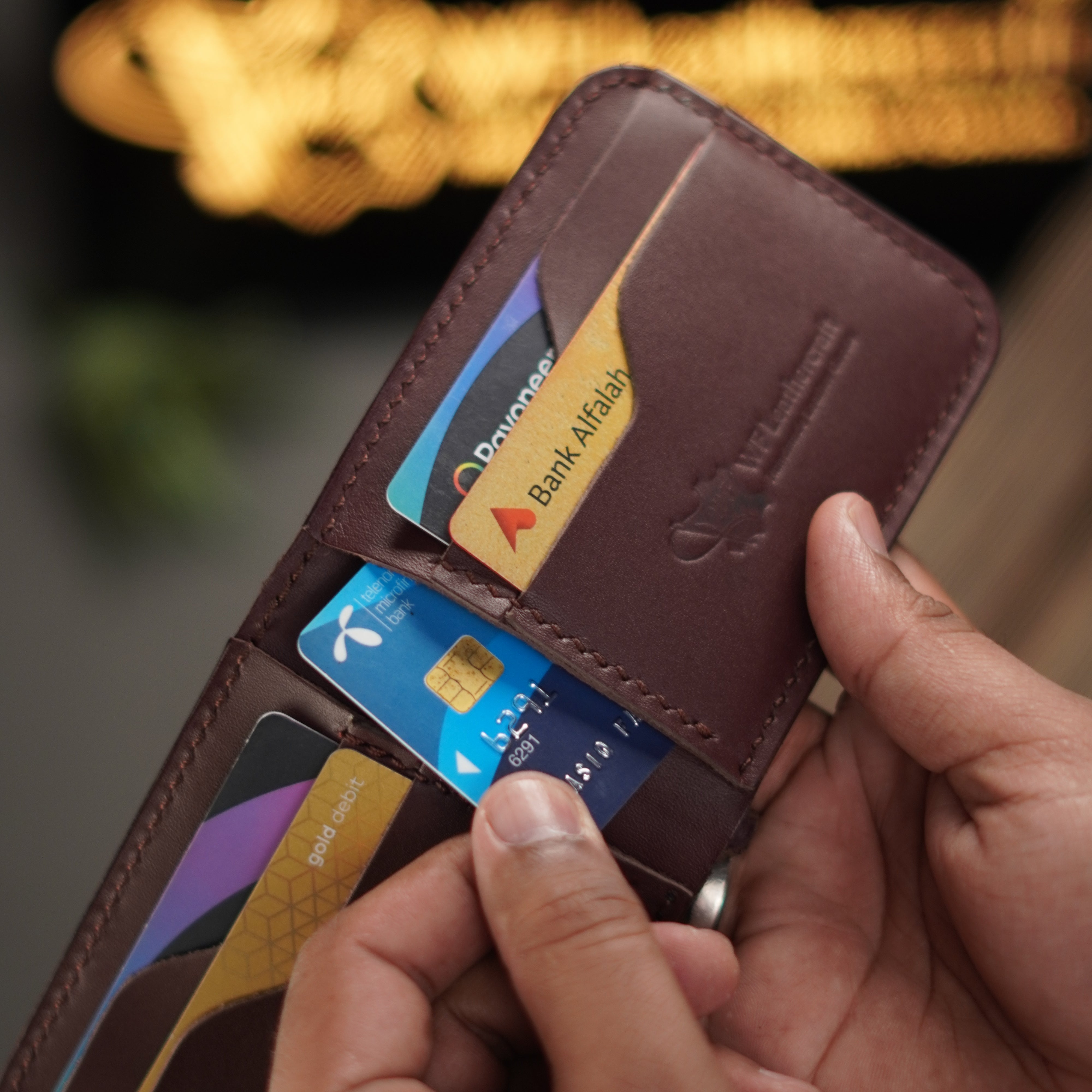 No.55 classic full stitched bifold wallet Burgandy color