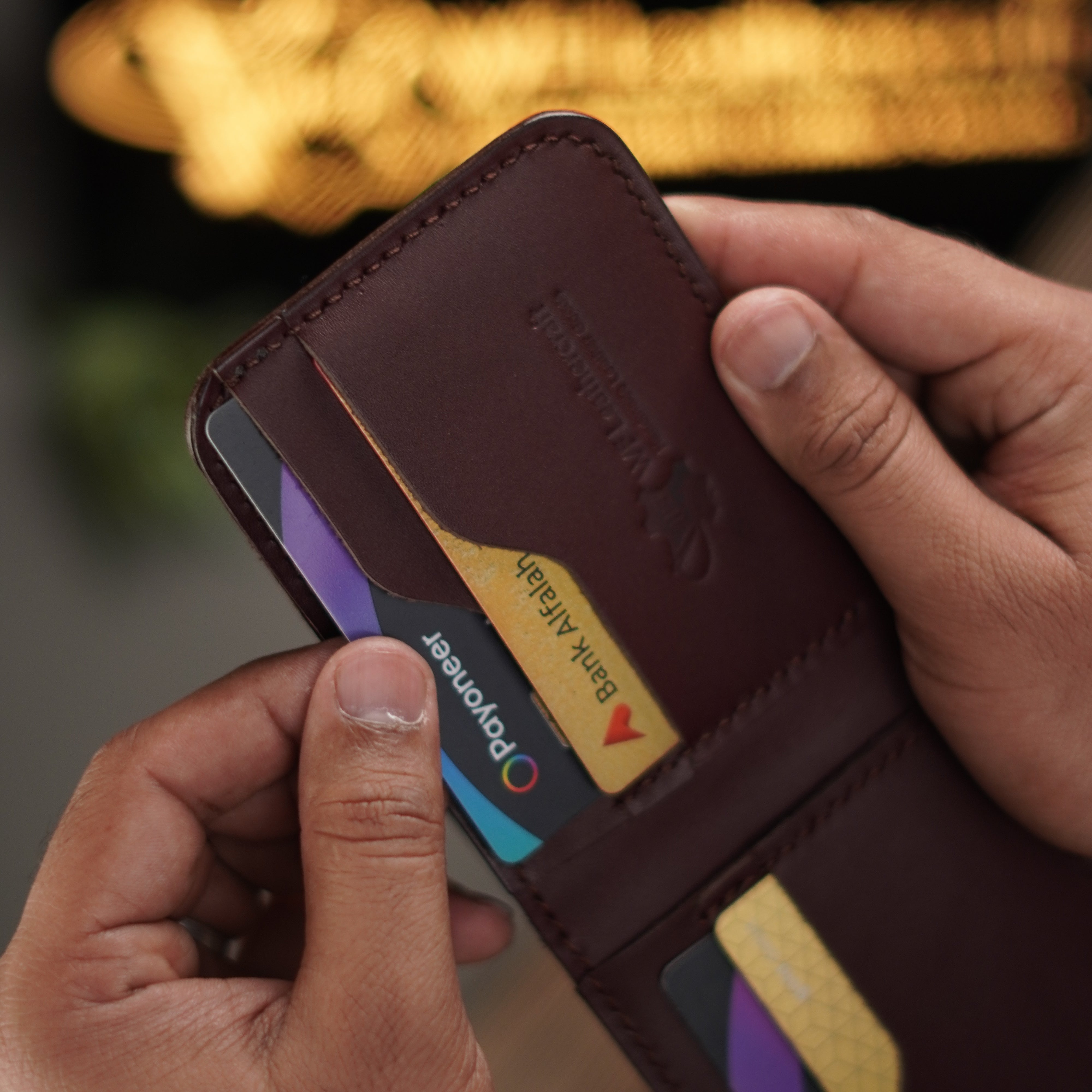 No.55 classic full stitched bifold wallet Burgandy color