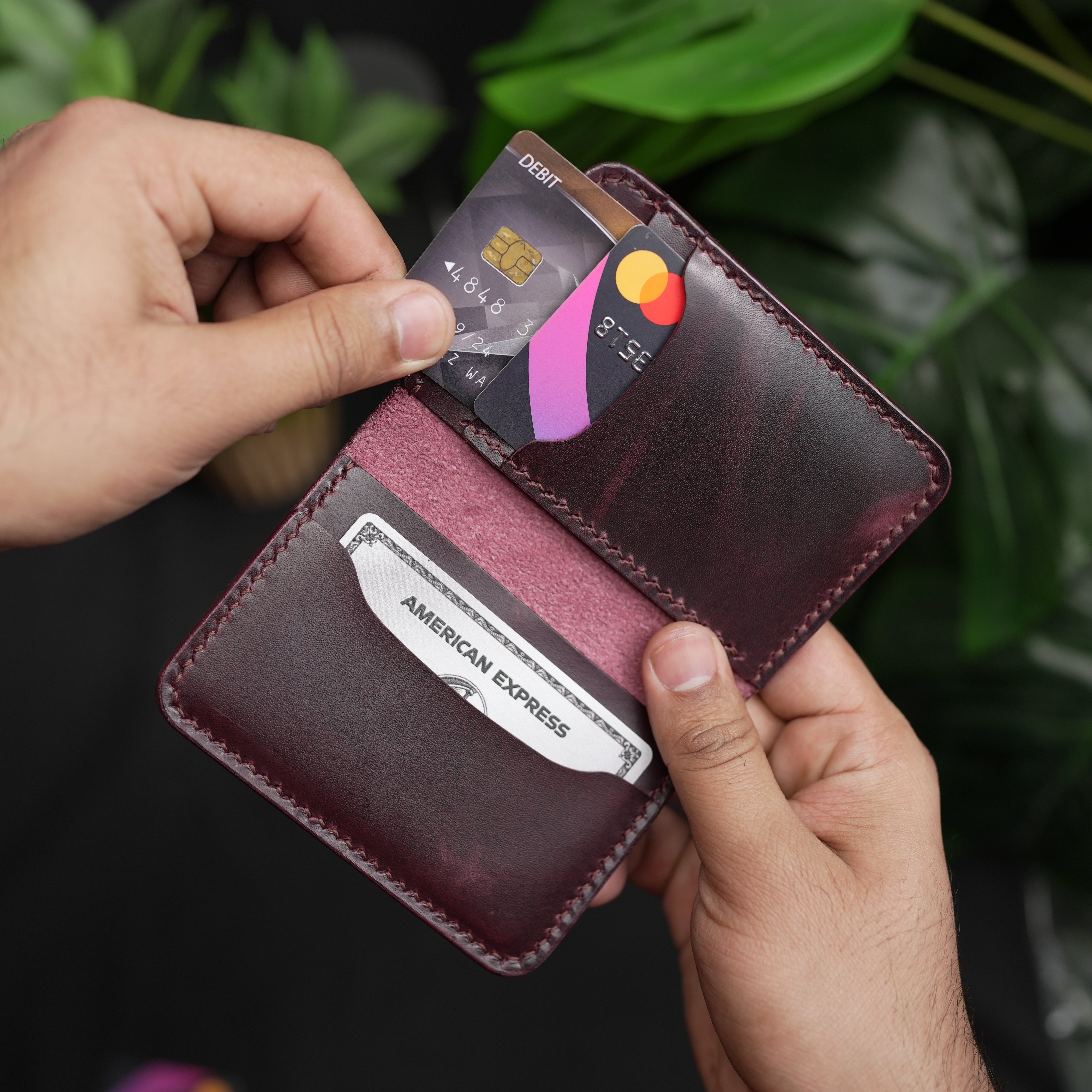 No. 120 Bifold Leather wallet burgnady