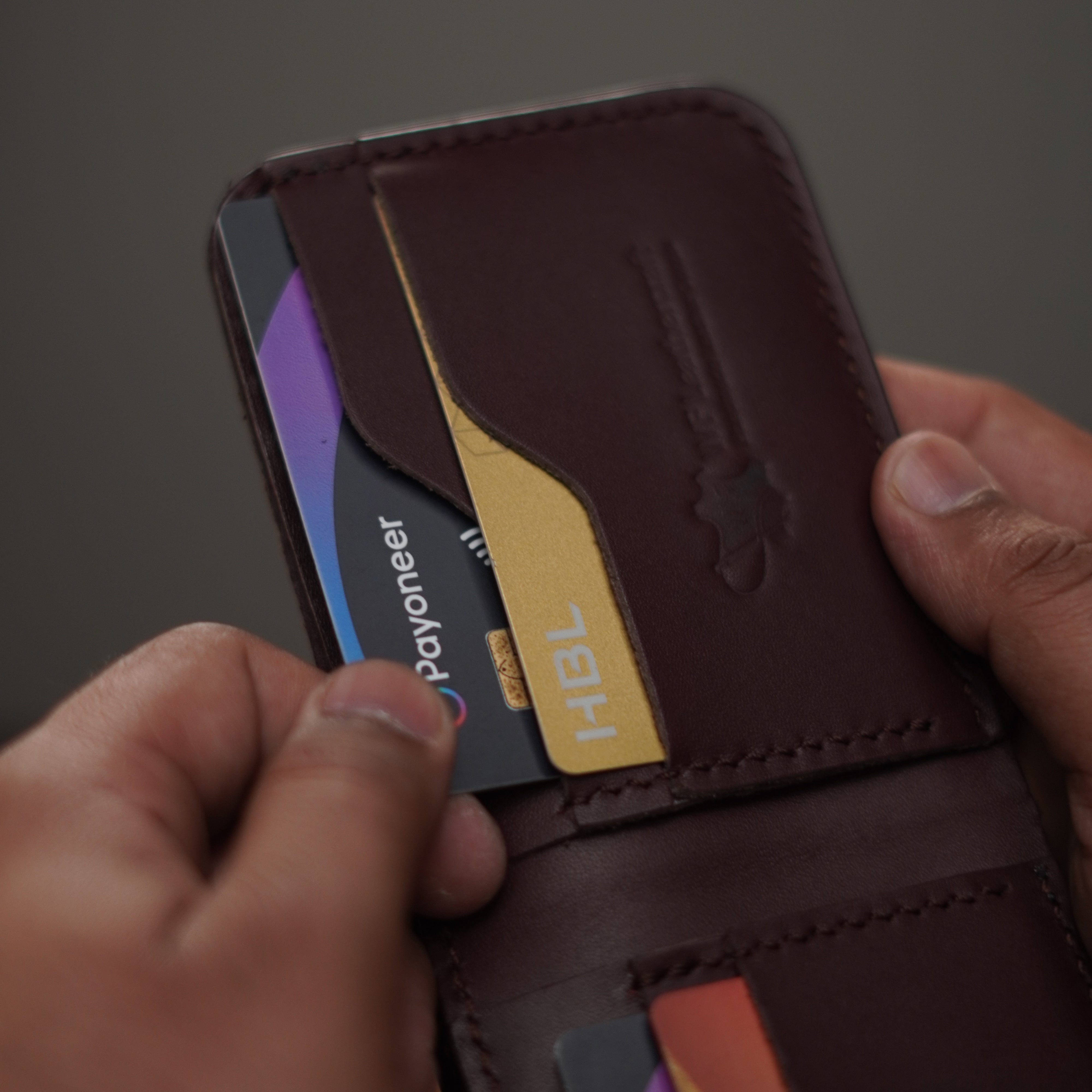 No.55 classic full stitched bifold wallet Burgandy color