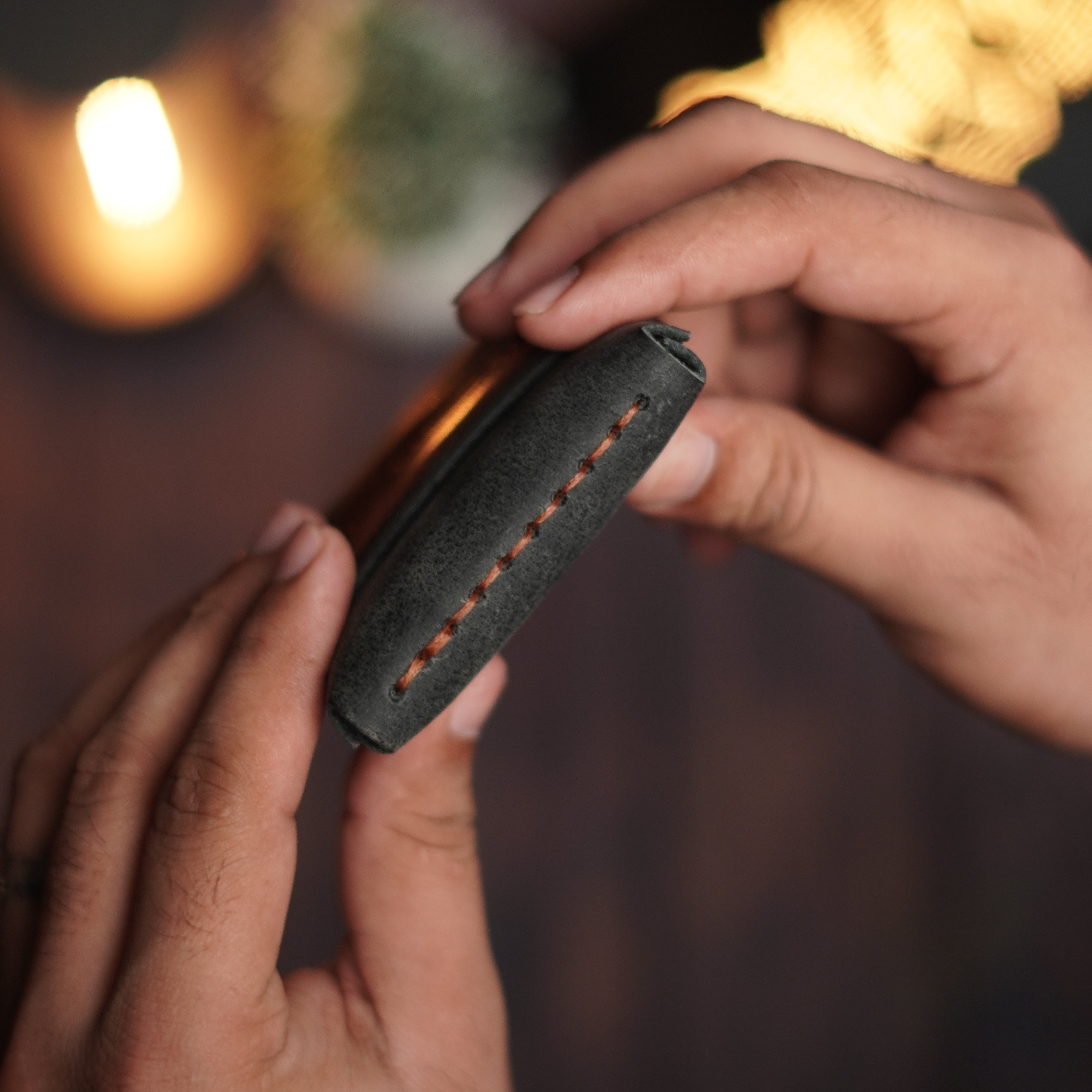 No. 101 All in one Card wallet charcole Black with Brown color