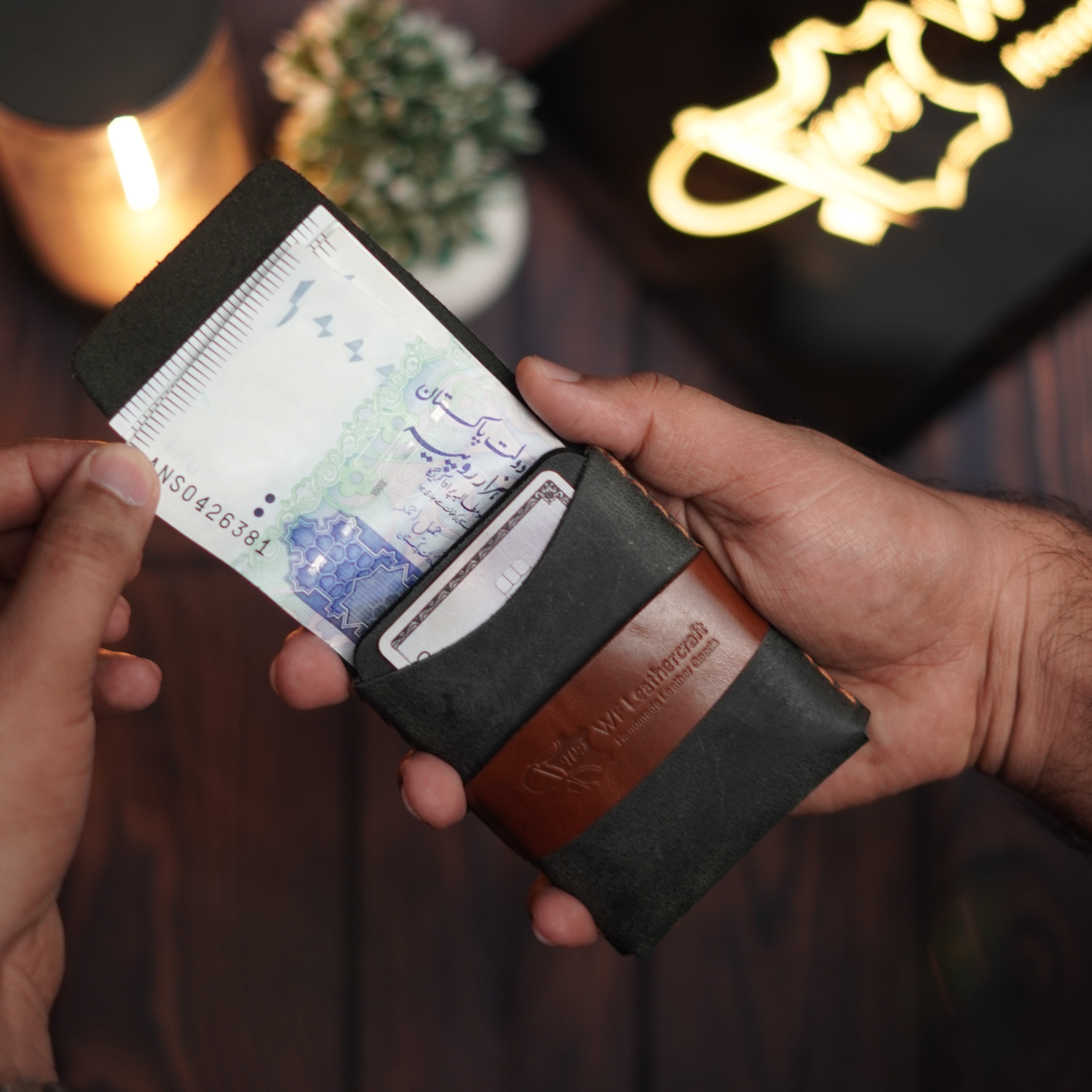 No. 101 All in one Card wallet charcole Black with Brown color